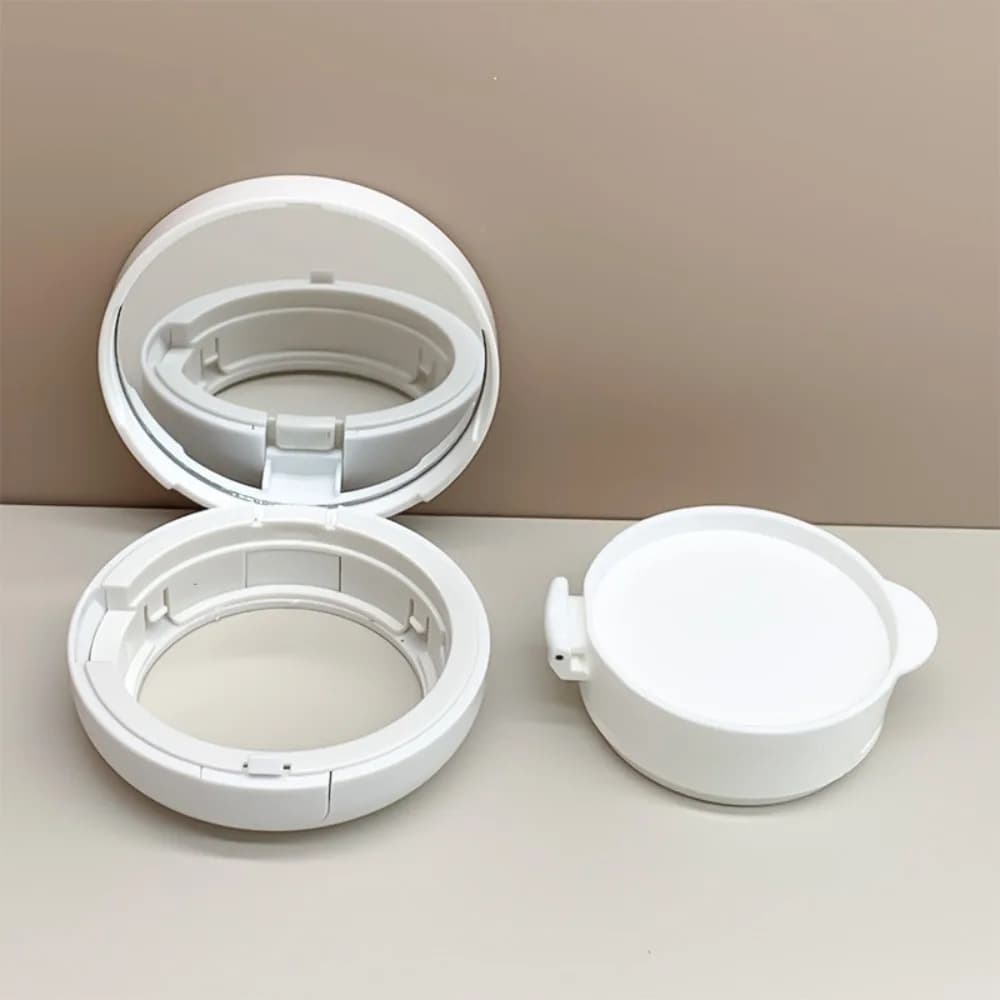 Contenitore Vuoto per Cuscinetto d'Aria da 15g/0.5oz, Scatola Portatile per Cosmetici e Trucco con Spugna e Specchio per BB Cream e Fondotinta