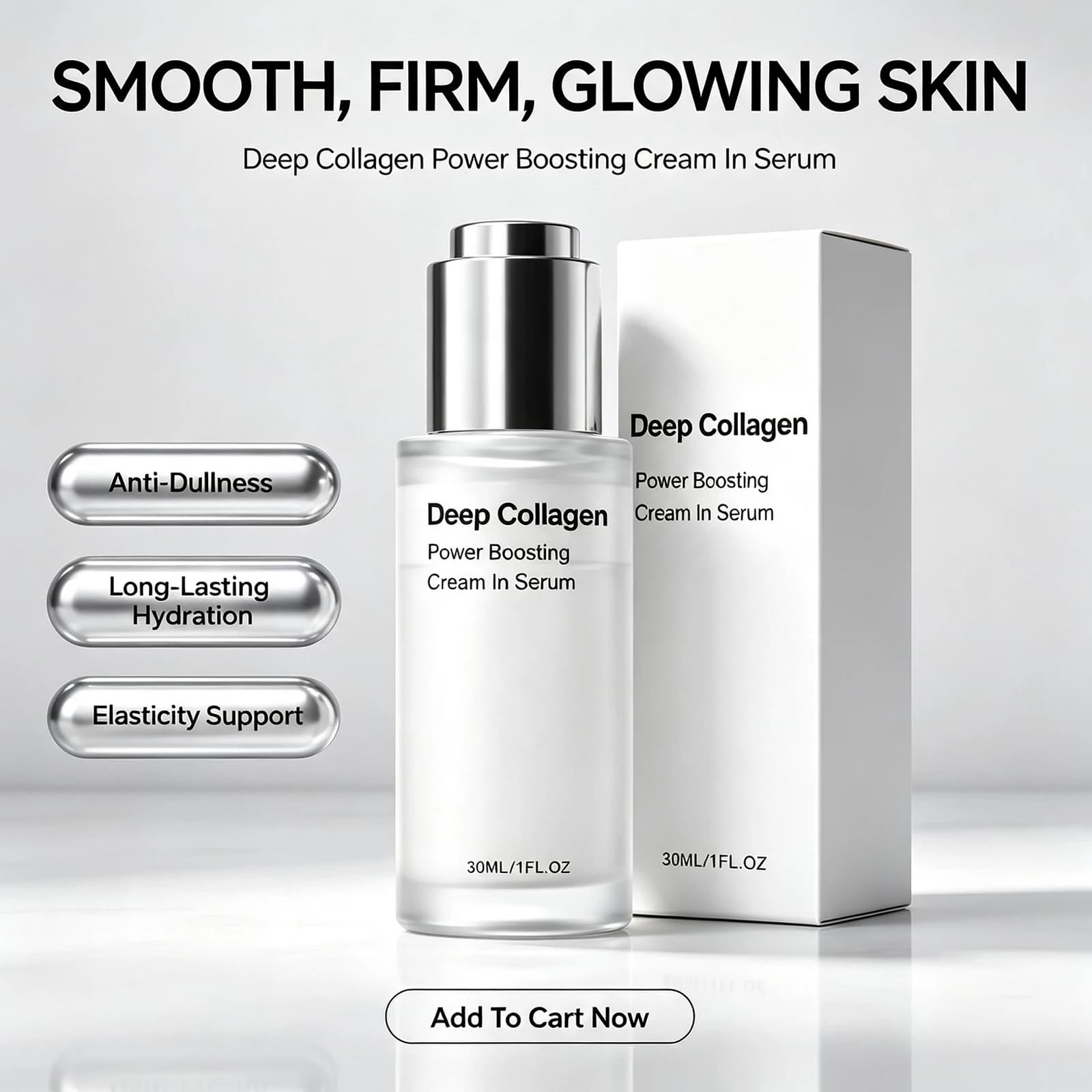Collagen Hydrating Serum Moisturizing Smoothing Glow Daily Face Essence Lightweight