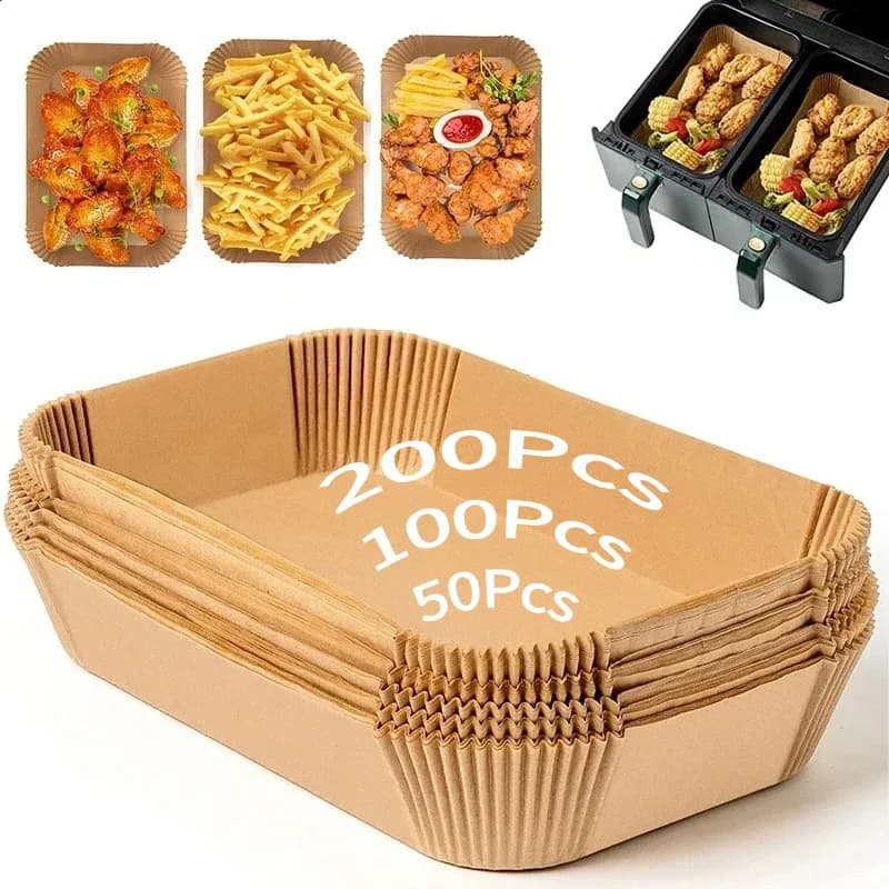 Disposable Air Fryer Paper Liners Non-Stick Baking Mats Oilproof Microwave Safe Parchment Sheets for Airfryer Oven Accessories