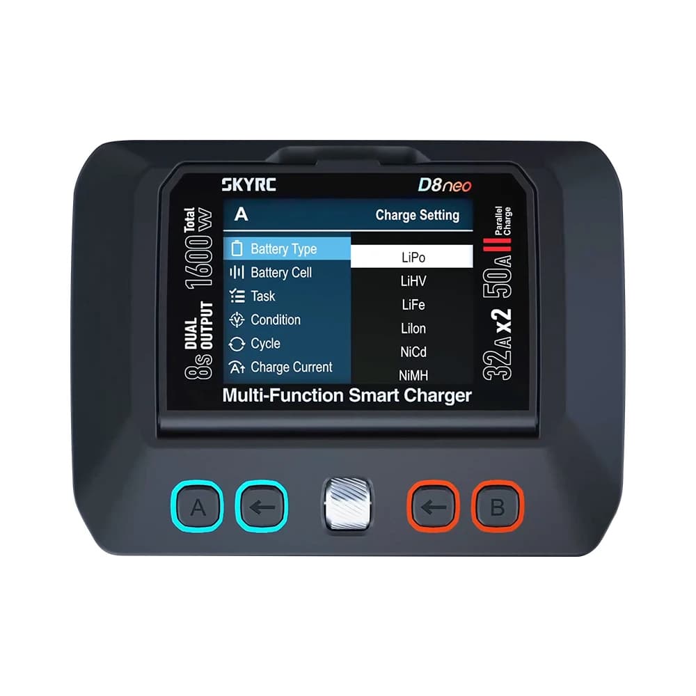 SKYRC D8neo Smart Charger Dual Outputs 1-8S For LiPo LiFe Li ion LiHV Pb NiMH and NiCd