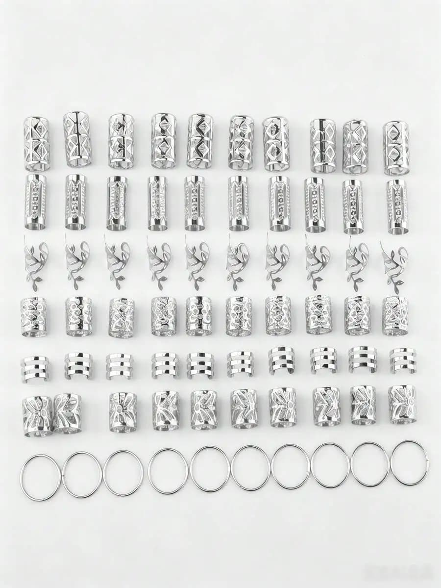 70 pezzi di anelli regolabili in metallo per trecce, fermagli per capelli, stile Boho