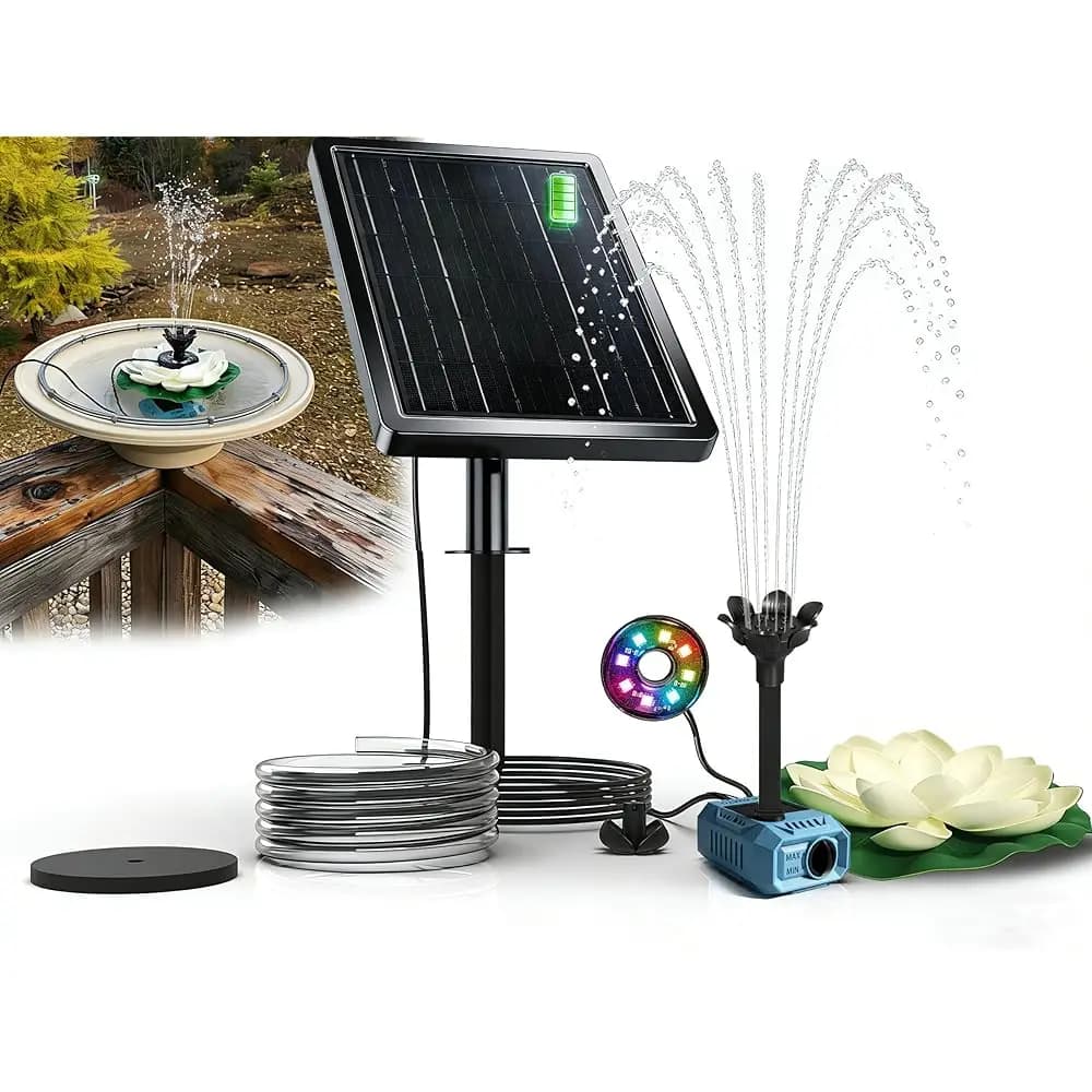 Spedizione Gratuita: Pompa Solare per Fontana con Batteria di Backup da 4400mA, Pompe per Laghetto, Vasca per Uccelli Solare, Giunture per Laghetto, Pannello Solare da 8.5W