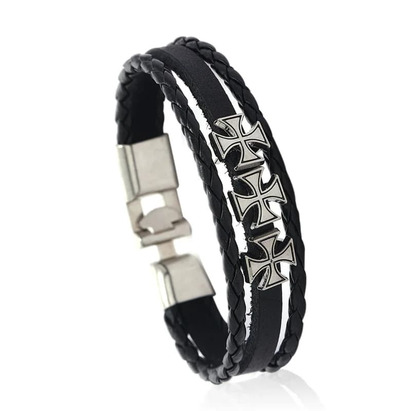 Nuovo Bracciale in Pelle e Lega Stile Europeo Americano, Braccialetti Intrecciati Vintage Fatti a Mano per Uomo, Gioielli alla Moda