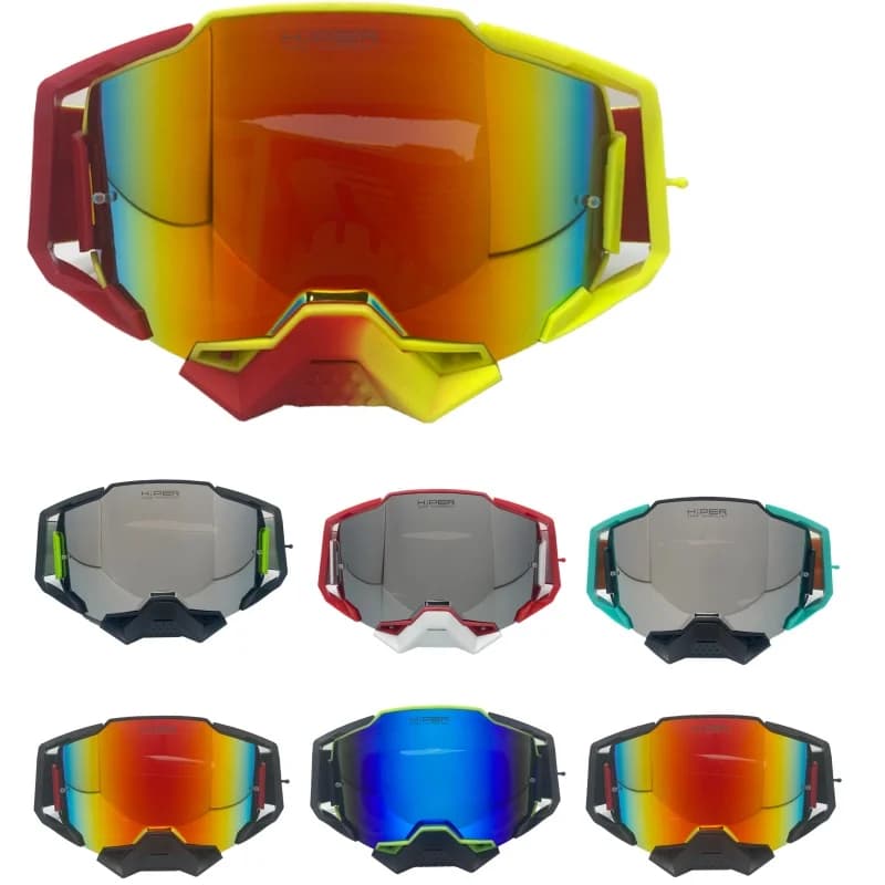 Dirt Bike MX Goggles UV400 PC Lens Soft Face Foam Helmet‑Compatible Adjustable Strap for ATV Trail Snowmobile