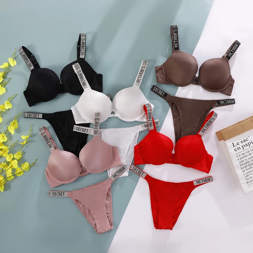 Victoria's Secret New Classic Bra and Panty Set Lace Lingerie Sets Women's Sexy Lingerie Set Lace Trim Supportive Adjustable