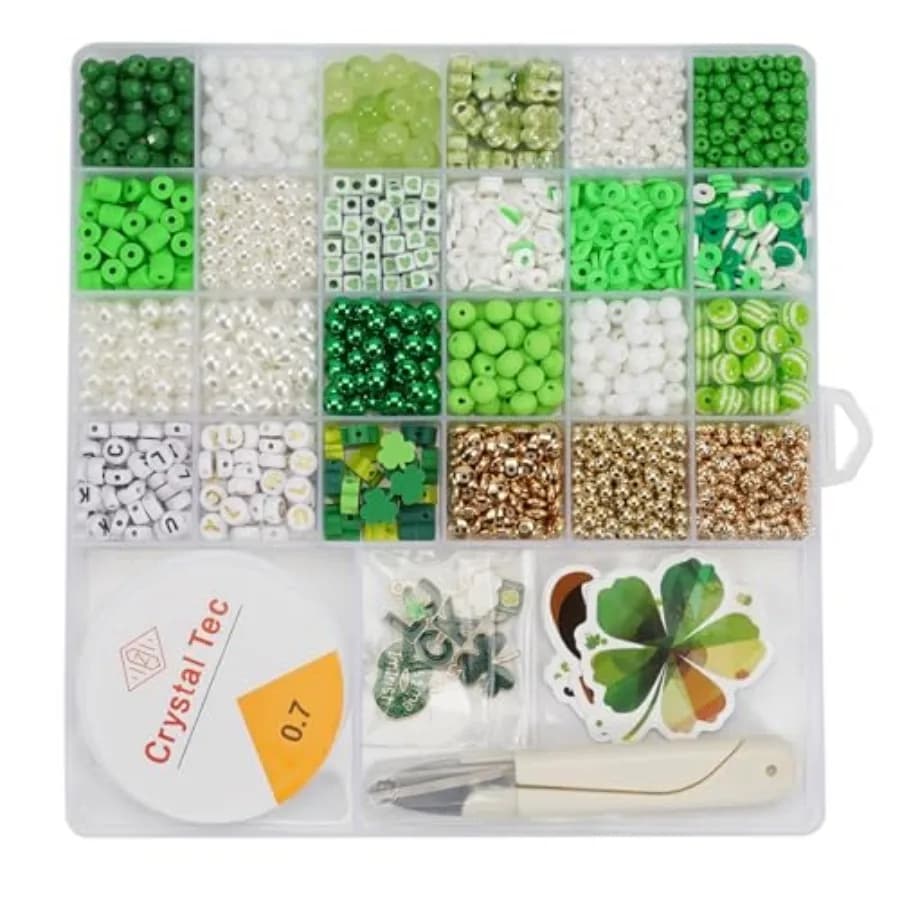 St.Patrick's Day Polymer Clay Beads Bracelet Making Kit, Beads Charms for Jewelry Necklace Earring Making DIY Accessories