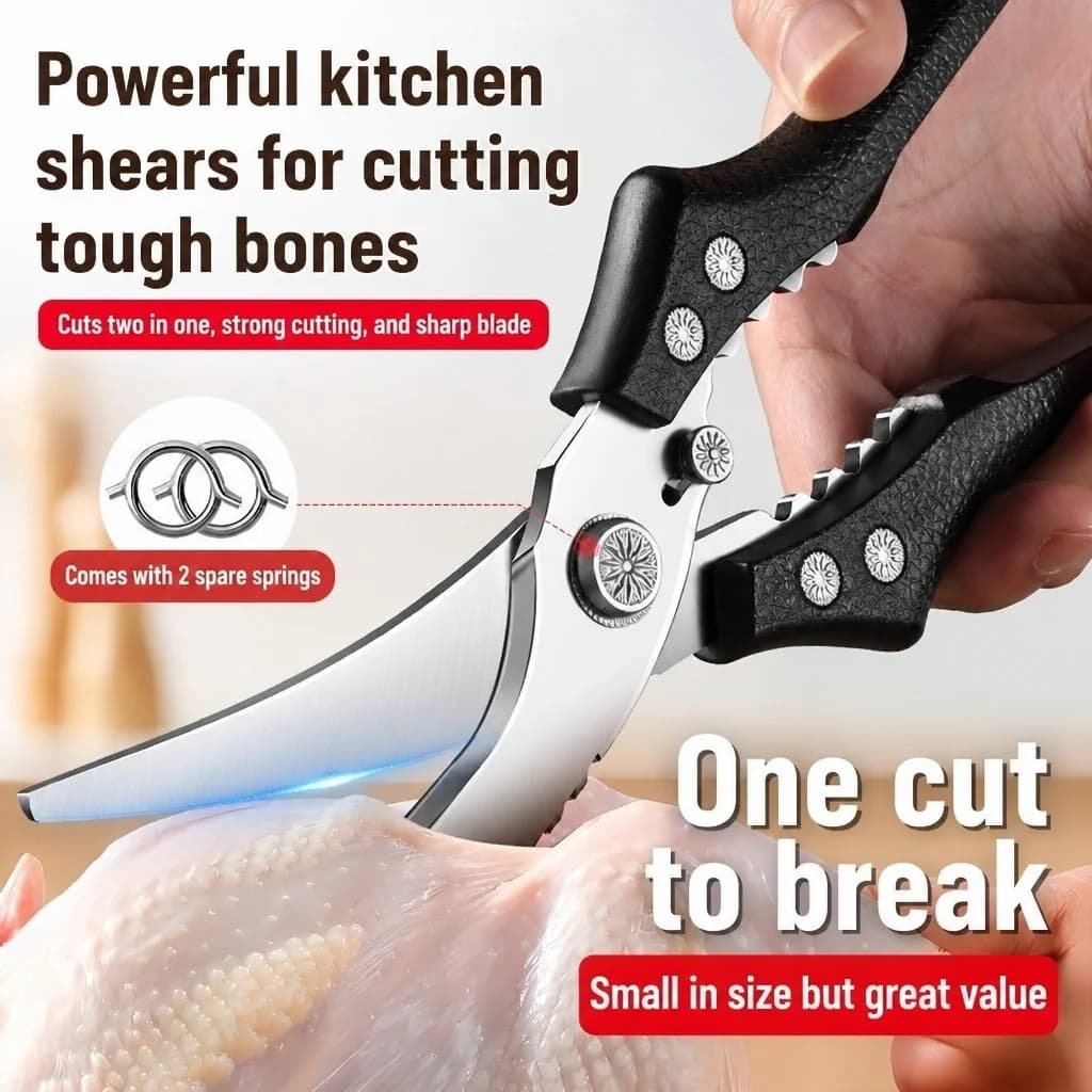 Kitchen Scissors Multi-Functional Heavy-Duty Chicken Bone Cutter for Meat Bones Large Commercial Food Scissors