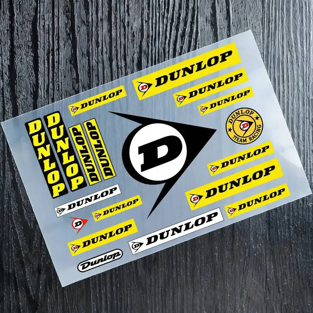 DUNLOP Reflective Stickers for Moto, Decalcomanie Waterproof Vinyl Stickers for Helmet, Tank and Bike