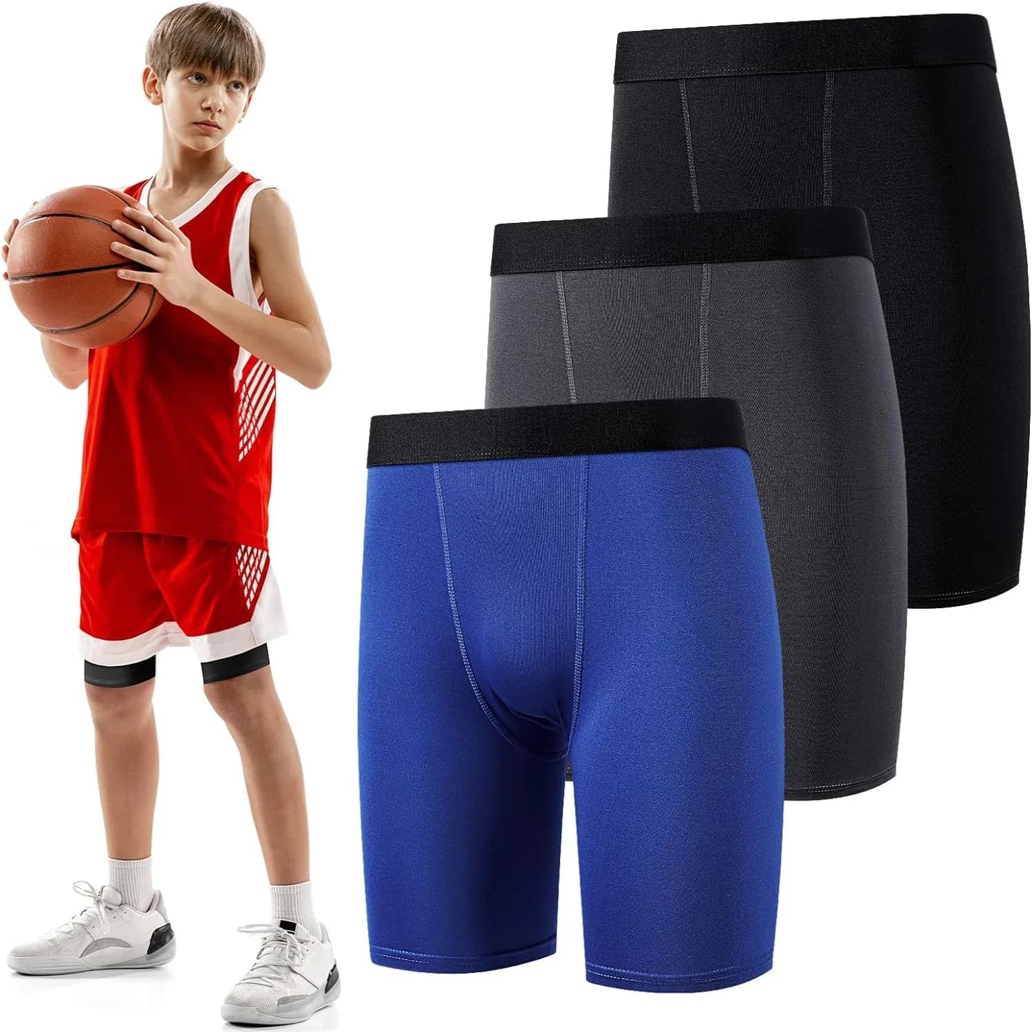 Pantaloncini a compressione traspiranti e ad alte prestazioni per ragazzi attivi. Intimo sportivo comodo e di supporto con pe senza pari