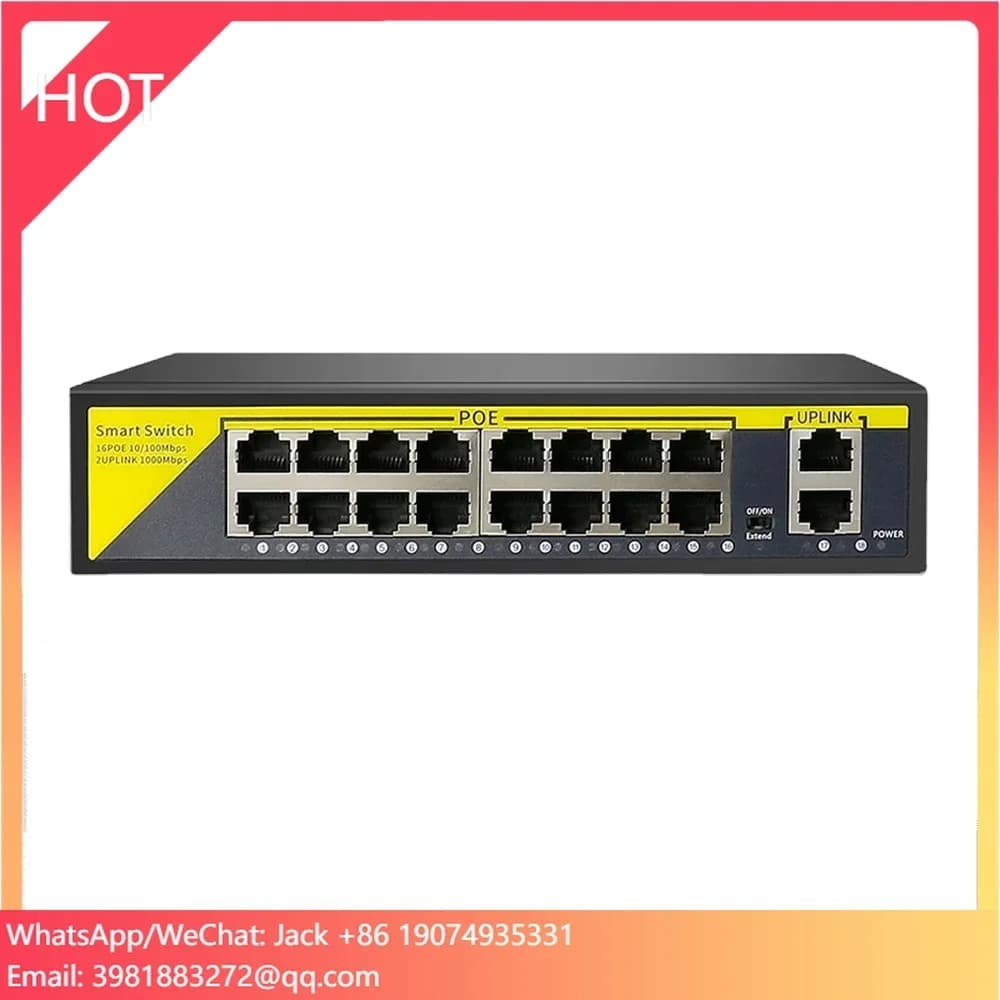 Switch Gigabit a 18 porte IEEE802.3af 48V Switch POE a 16 canali 16CH per telecamera Poe NVR Kit sistema di sicurezza CCTV IP AP wireless