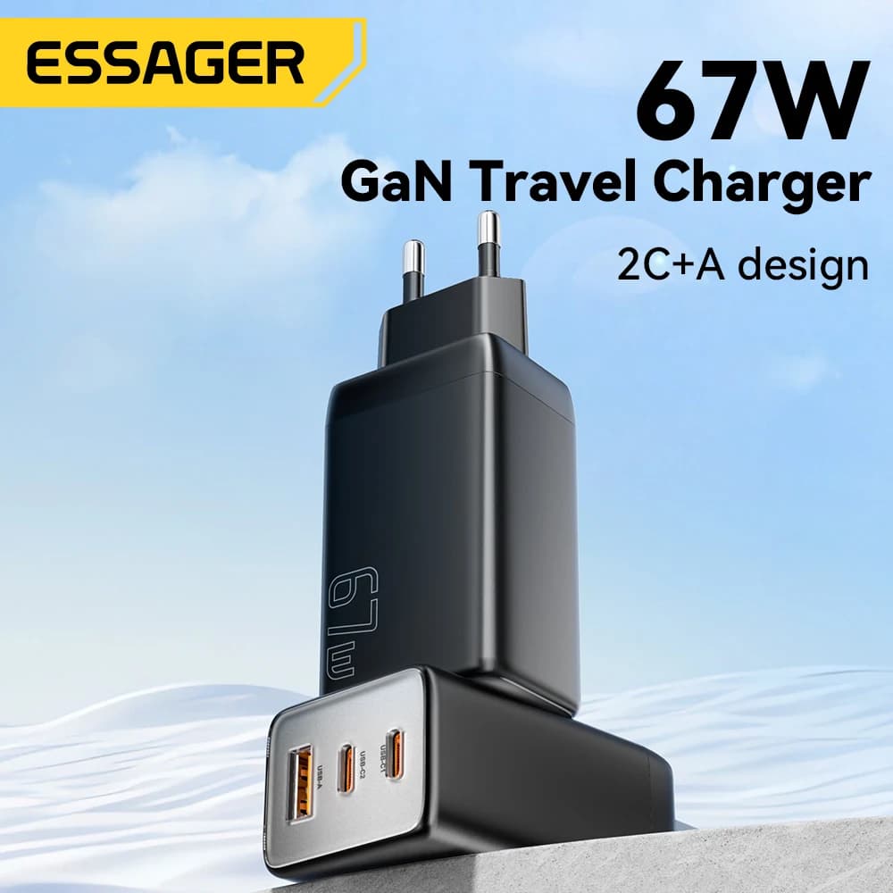 Essager GaN 67W Caricatore USB C Ricarica rapida 4.0 3.0 PD 3.0 Tipo C PD Caricatore USB per iPhone 17 16 15 Pro MacBook Huawei Laptop