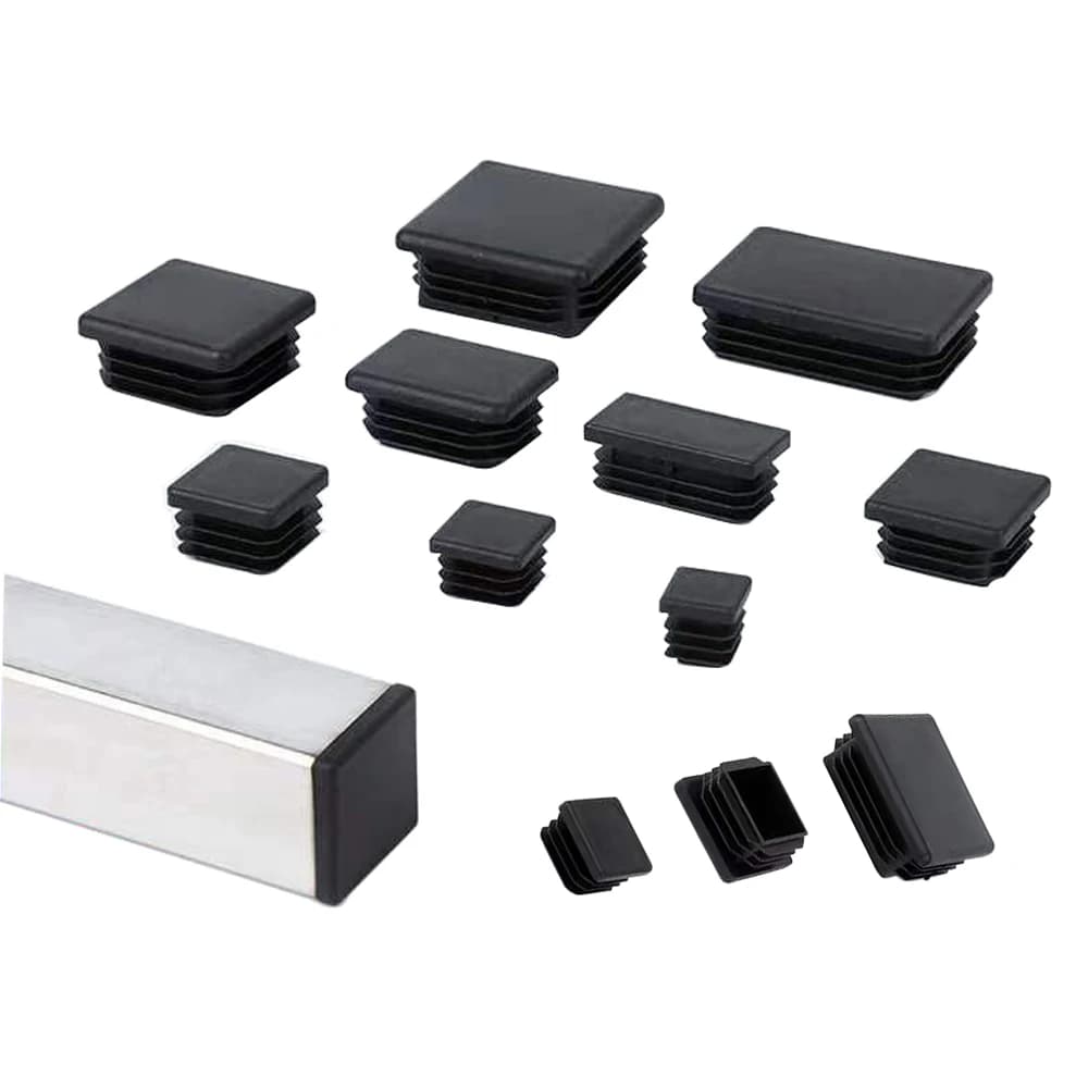 2/4/10 pezzi tappo per tubo in plastica rettangolare nero 10x20mm-60x100mm tappo terminale per inserti per tubi tappo tappo per gamba per mobili in acciaio