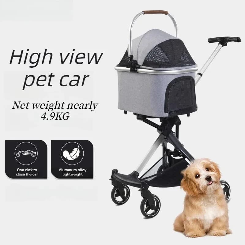 Passeggini Pieghevoli per Animali Domestici, Carrozzina Leggera a Quattro Ruote per Cani Piccoli e Medi, Cestino Multifunzionale per Trasporto e Viaggi all'Aperto