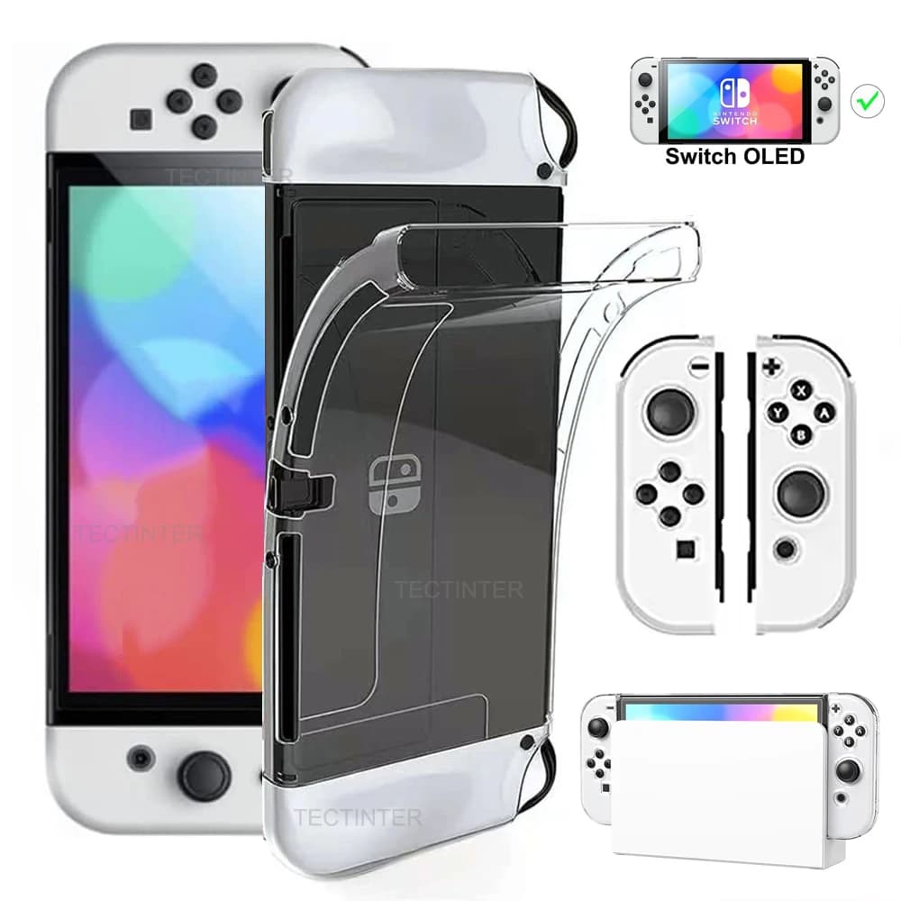 Custodia protettiva divisa in TPU per Nintendo Switch Console di gioco Oled Joypad Cover in pelle trasparente Accessori protettivi per telaio trasparente