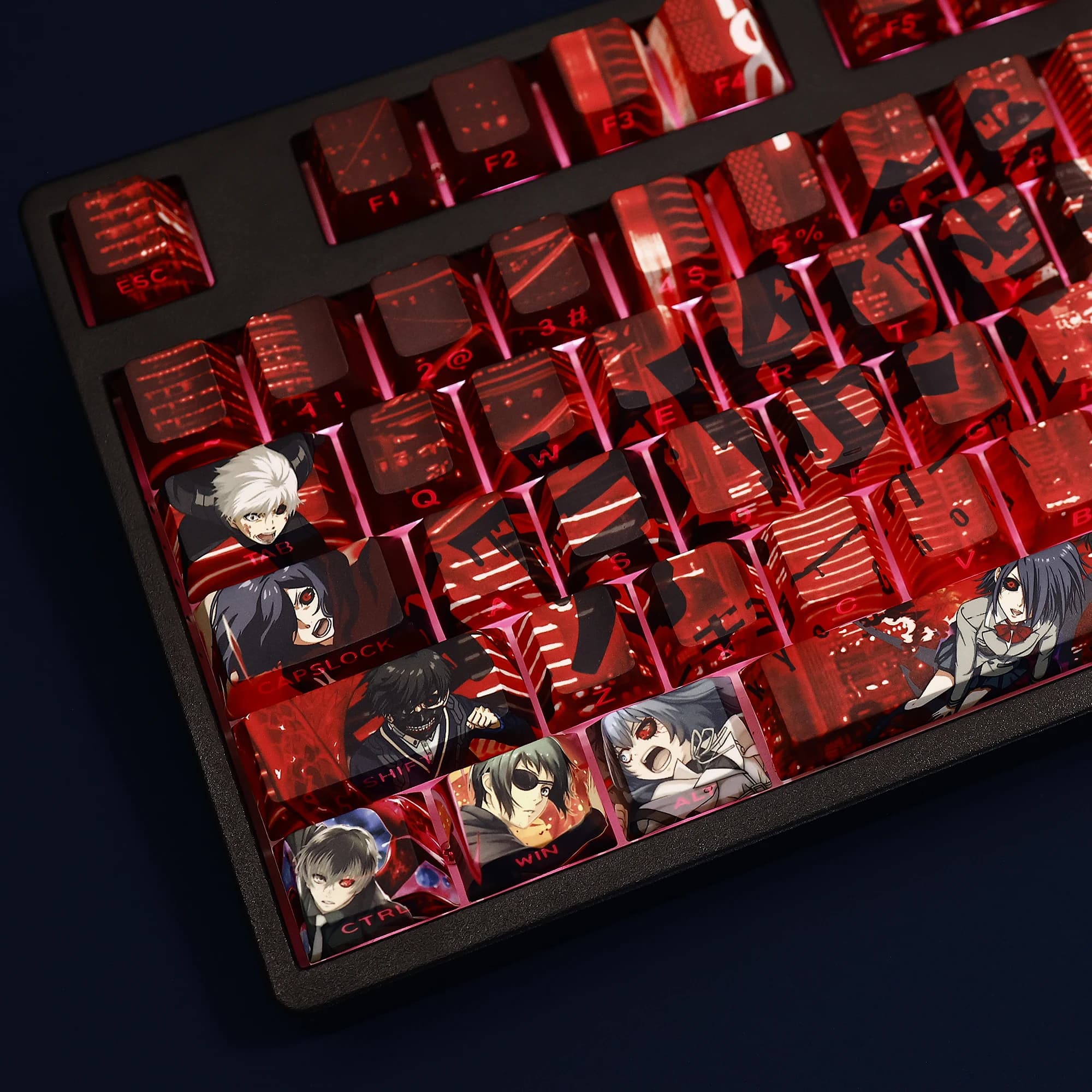 108 tasti/set Tokyo Ghoul Giochi Anime Personalizzato PBT FAI DA TE Subbed Stampato Retroilluminato Copritasti per Tastiera Meccanica MX Switch 87/91/104