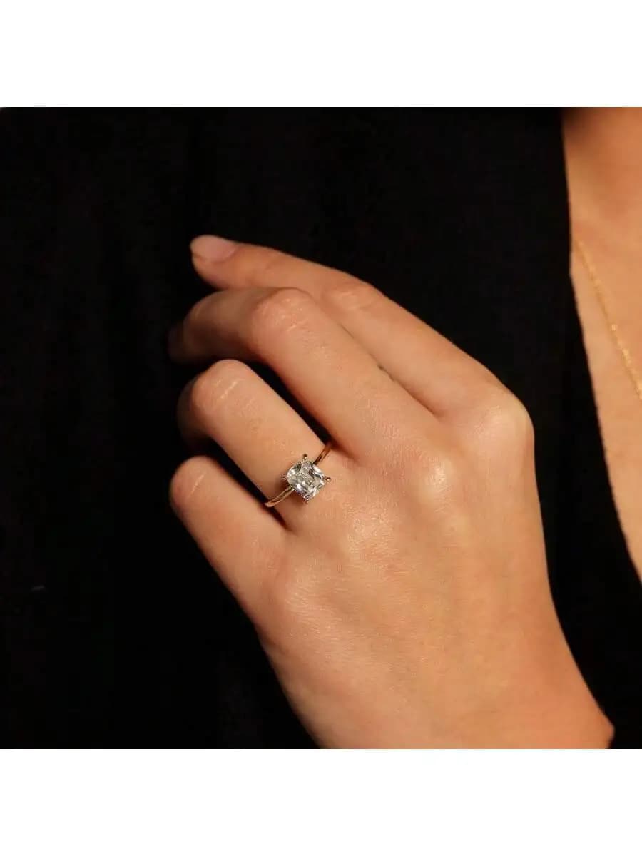 Cubic Zirconia Solitaire Engagement Ring Women Fashion Promise Ring