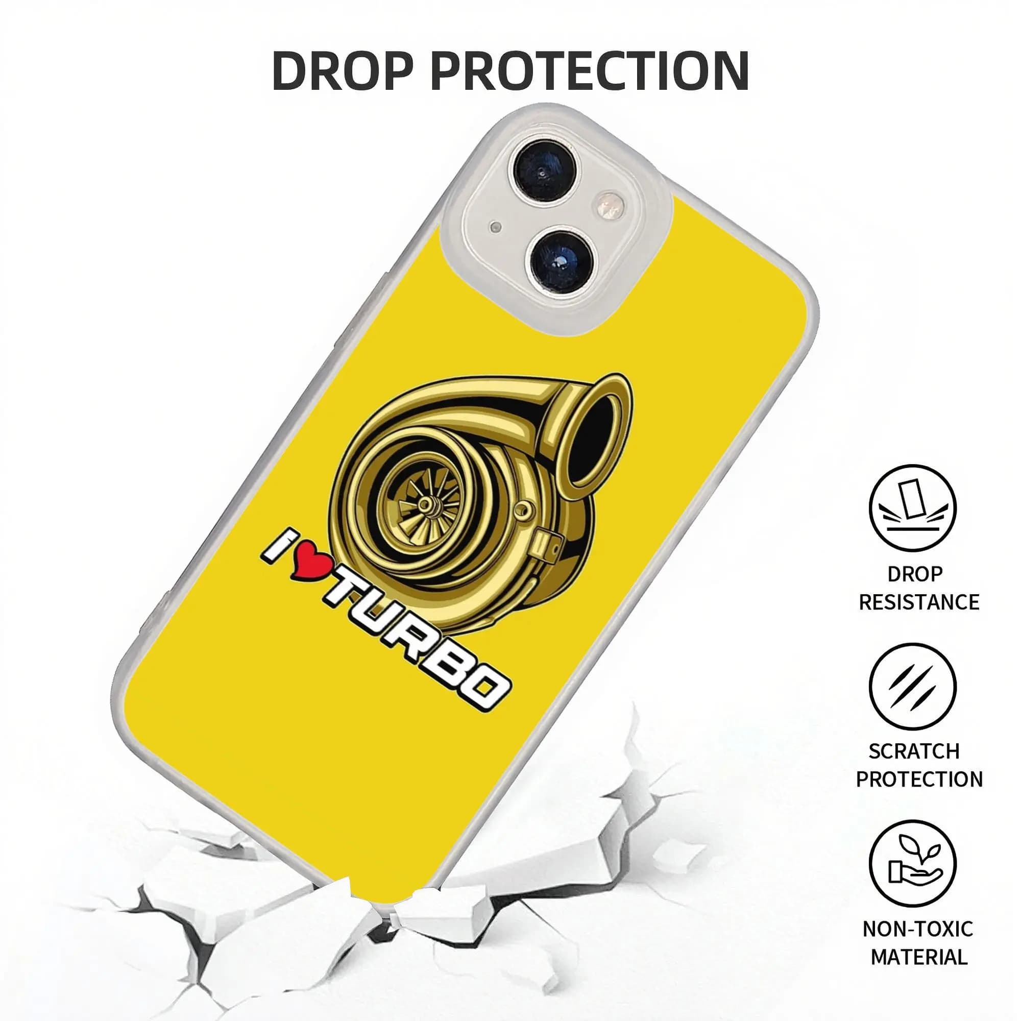 Nuova Cover Antiurto Armor Bumper I Love Turbo (Finitura Oro Lucido) per iPhone 17...11 Pro Max