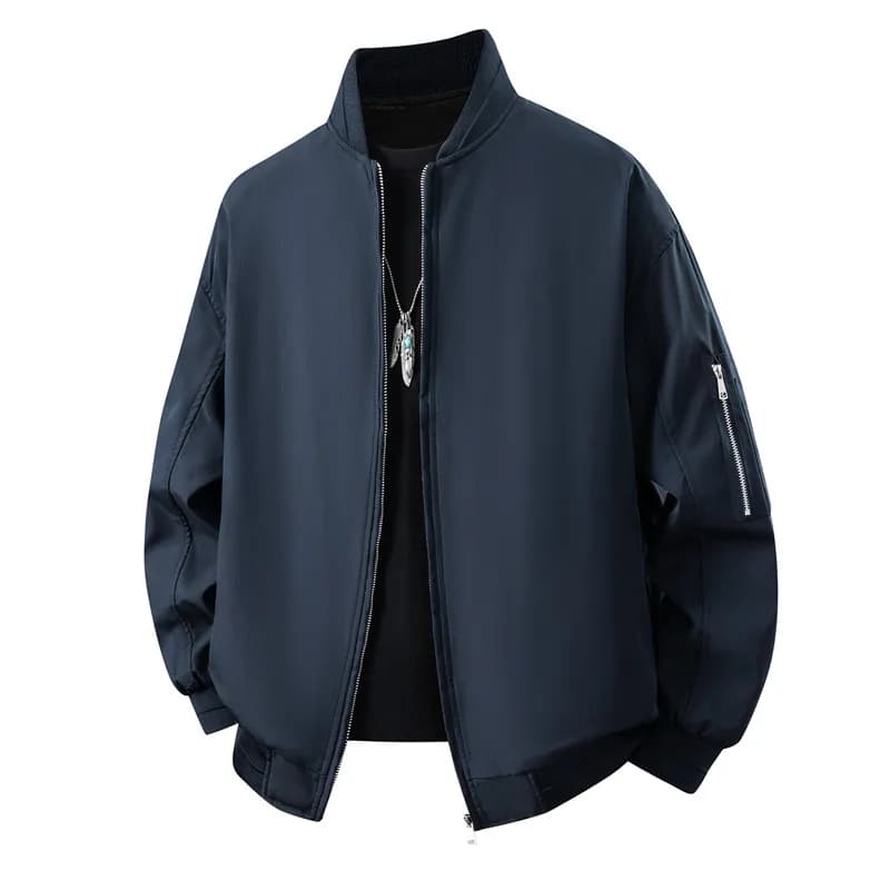 Loose Casual Men's Pilot Jacket Spring Autumn New Style Trendy Brand Baseball Coat Stand Collar Windproof Polyester Fiber