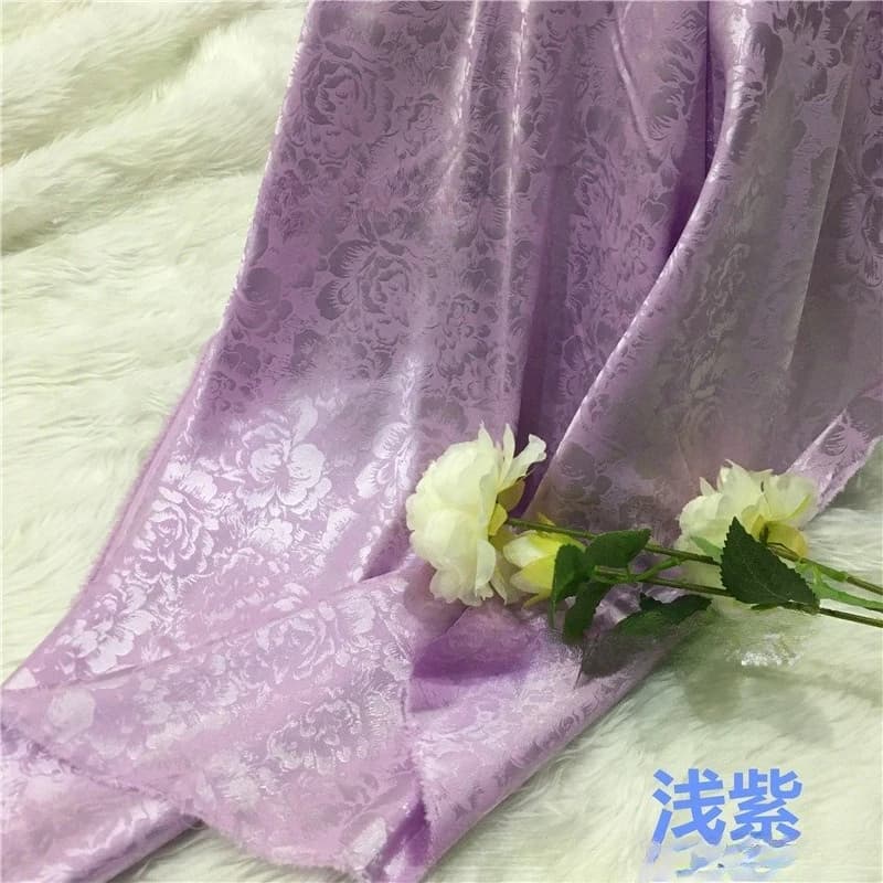 Soft Smooth Rose-patterned Jacquard Satin Fabric for Hanfu Cheongsam New Year Attire Pajamas Scene Decorations Fabric