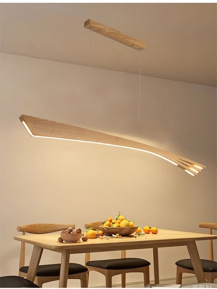 Nordic restaurant LED pendant light new minimalist walnut solid wood office bar counter tea room straight strip light