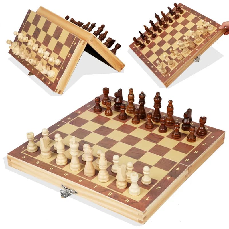 Chess Set Grade Wooden Folding Big 29*29cm Traditional Classic Handwork Solid Wood Pieces Chessboard Gift Board Game