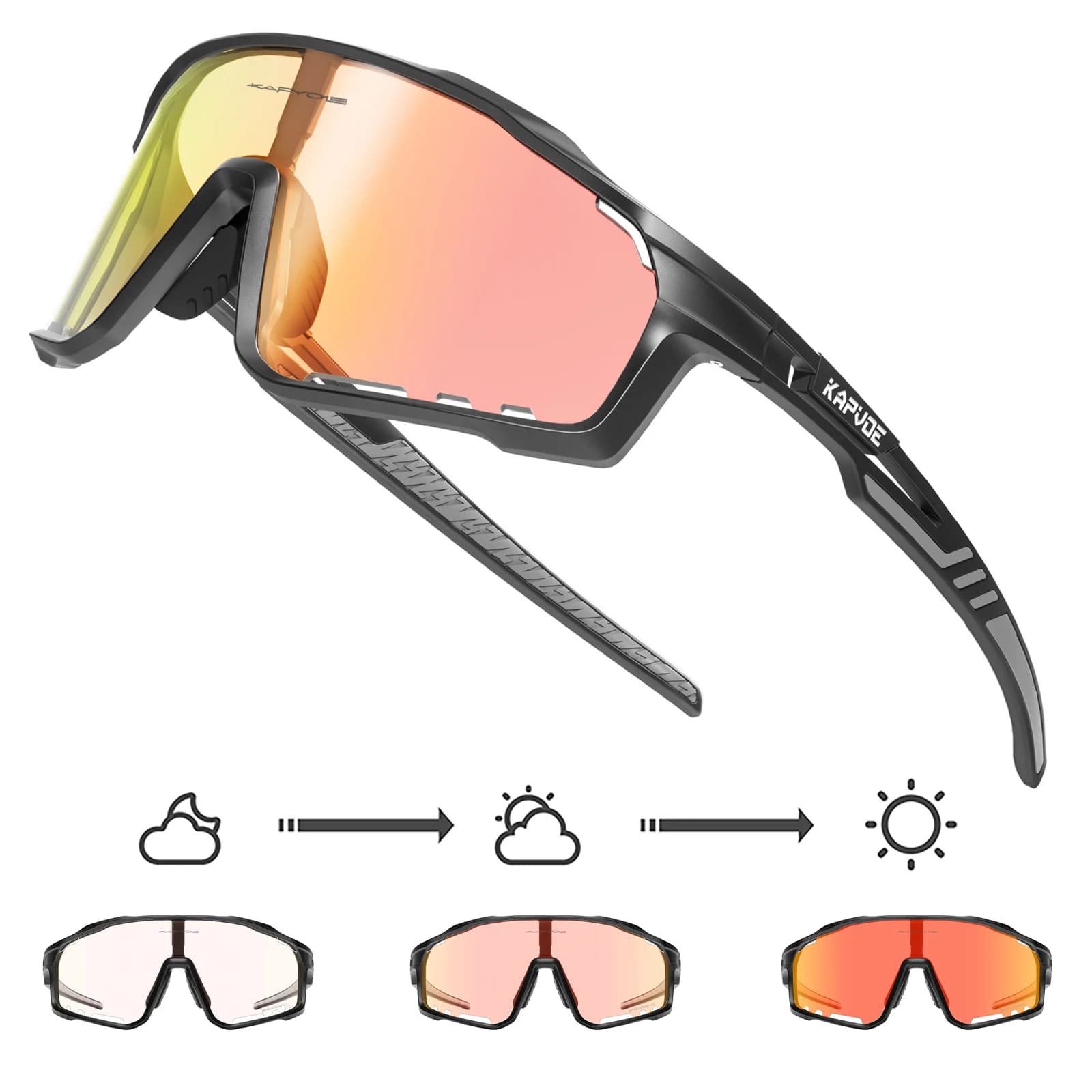 Kapvoe uomo ciclismo occhiali da sole fotocromatici rossi occhiali da bici MTB sport all'aria aperta ciclismo occhiali UV400 donna bicicletta escursionismo occhiali