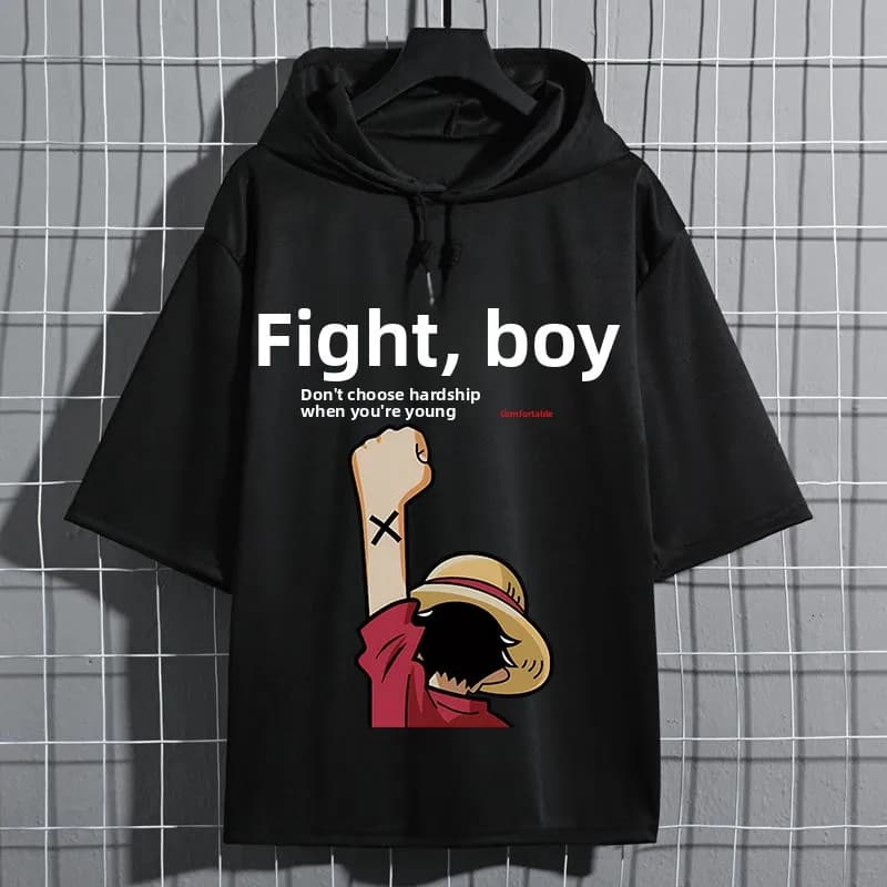 Summer 2024 Men's Casual Spor T-irt Loose Fit Breathable ort Sve Hoodie Sli Daily Top Trendy Brand Polyester Fiber