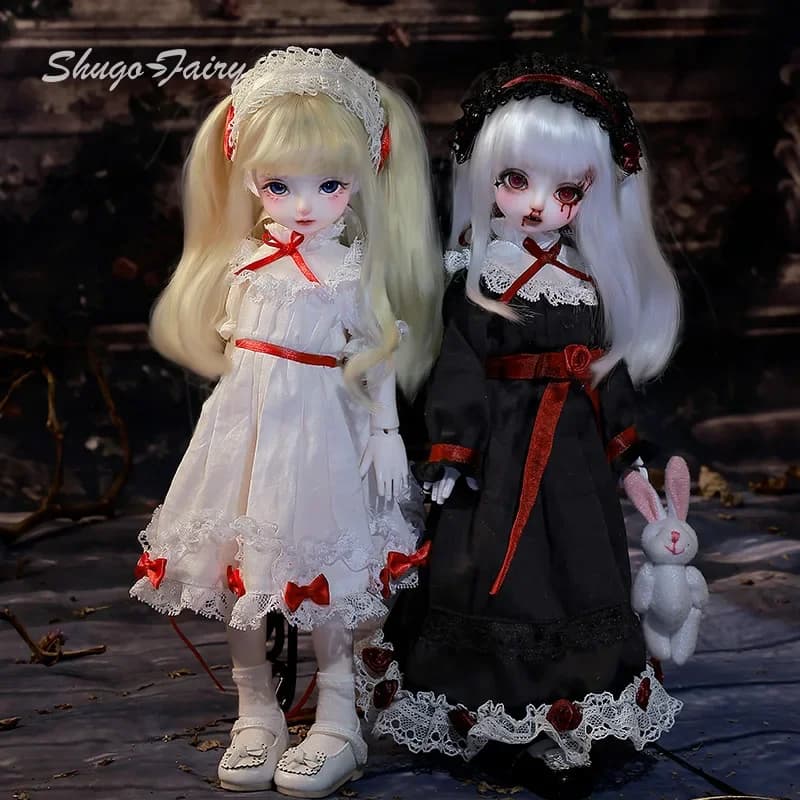 Circe B Bjd Doll 1/6 DTSN2 Blythe Reborn Twins White Lolita Antique Pajamas Lace Rose Resin Figure Dolls for Shugafairy