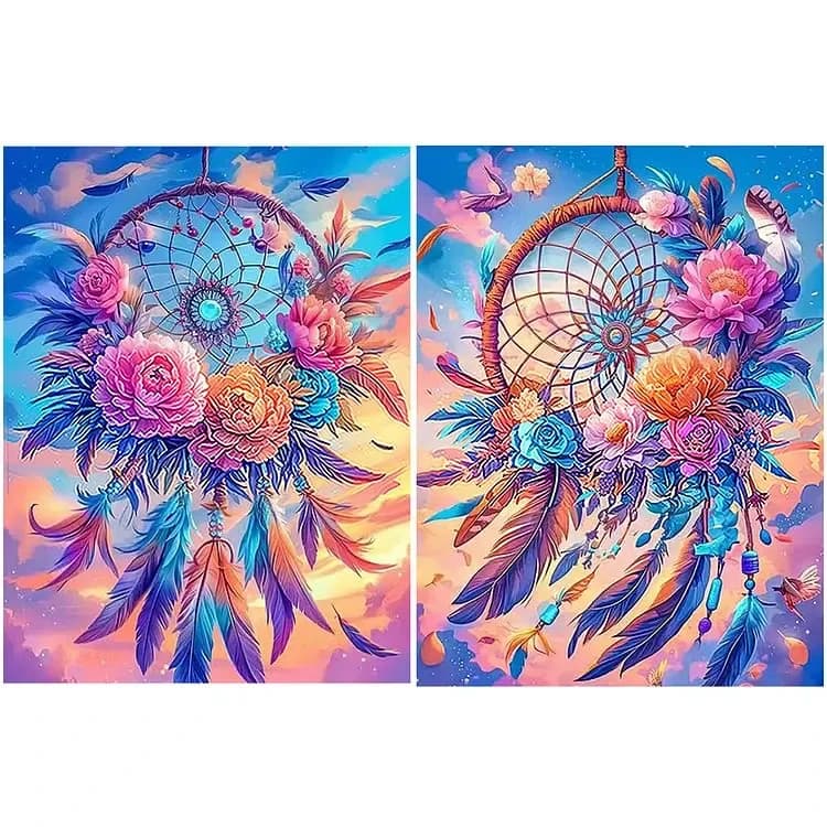 5D DIY Full Drill Diamond Painting Kit The Flower Dream Catcher Boho Floral Dreamcatcher For Adults Home Wall Decor Hobby Gift