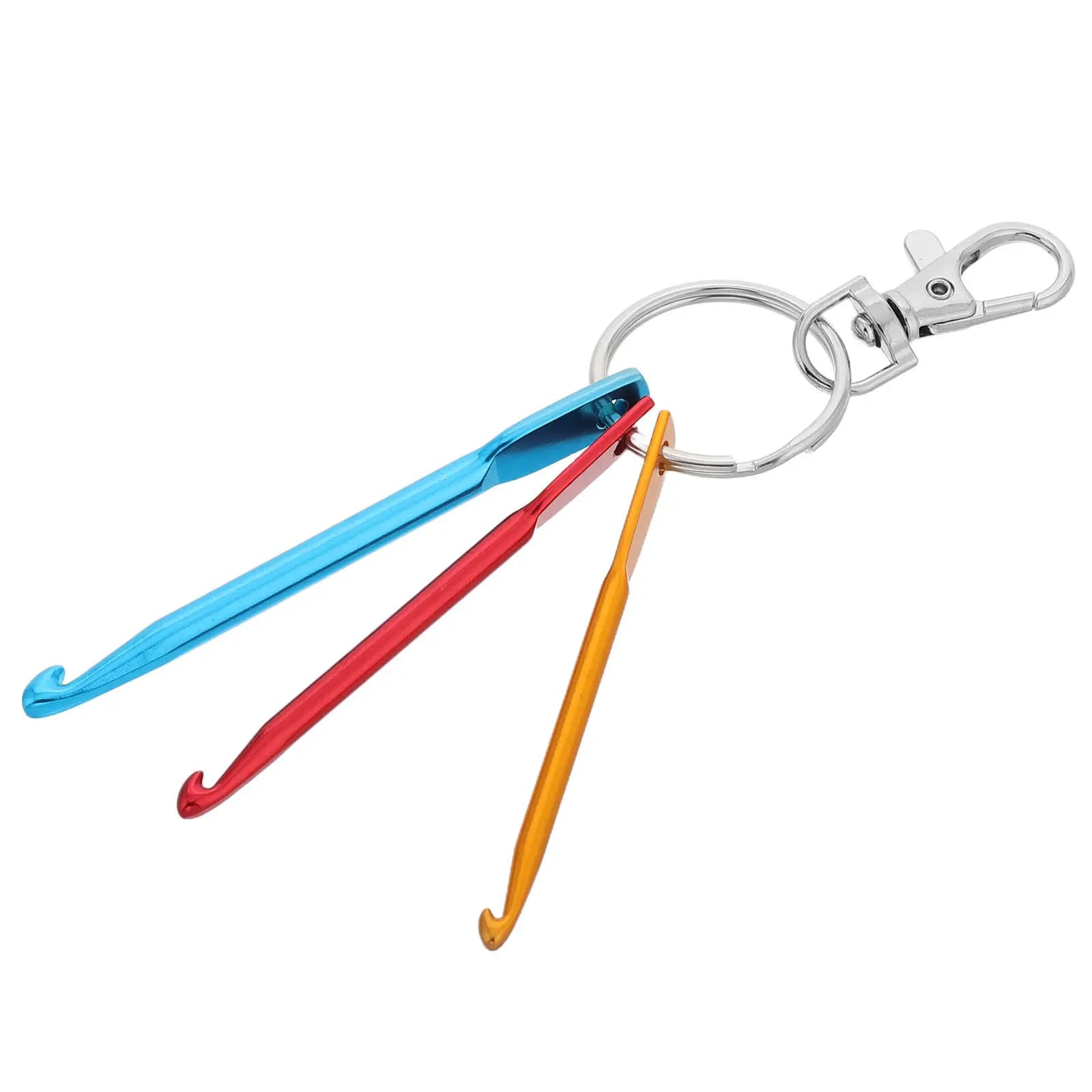 Aluminum Mini Crochet Hook Keychain Colorful Oxidized Singlehead Knitting Needle Lightweight Travel Craft Tool