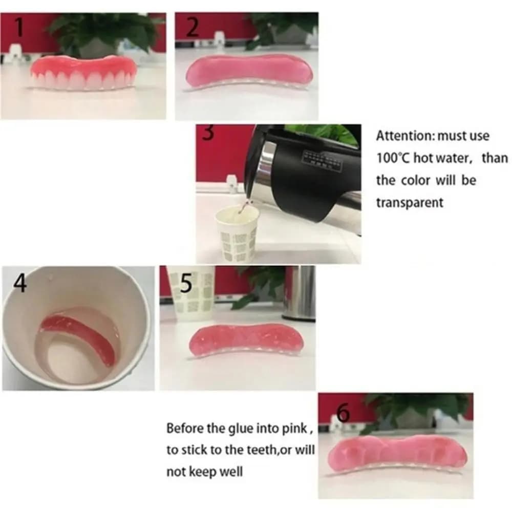 Protesi Dentarie in Silicone Confortevoli per Adulti, con Colla per Riempimento Denti, Sbiancamento Denti Finti, Faccette Superiori e Inferiori per un Sorriso Perfetto