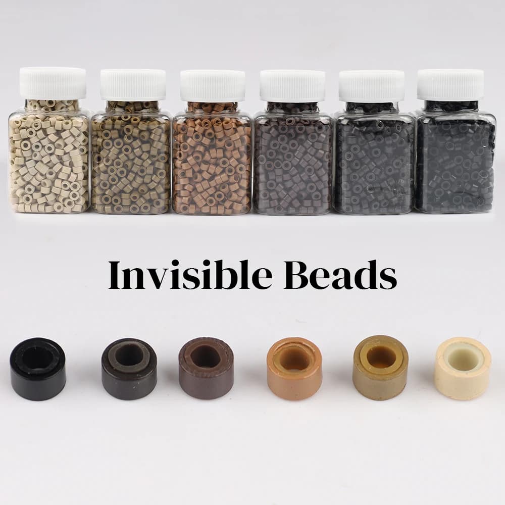 1000 pezzi micro perline strumento per l'estensione dei capelli perline foderate da 5 mm perline in silicone premium per estensioni dei capelli con punta perline Microlink
