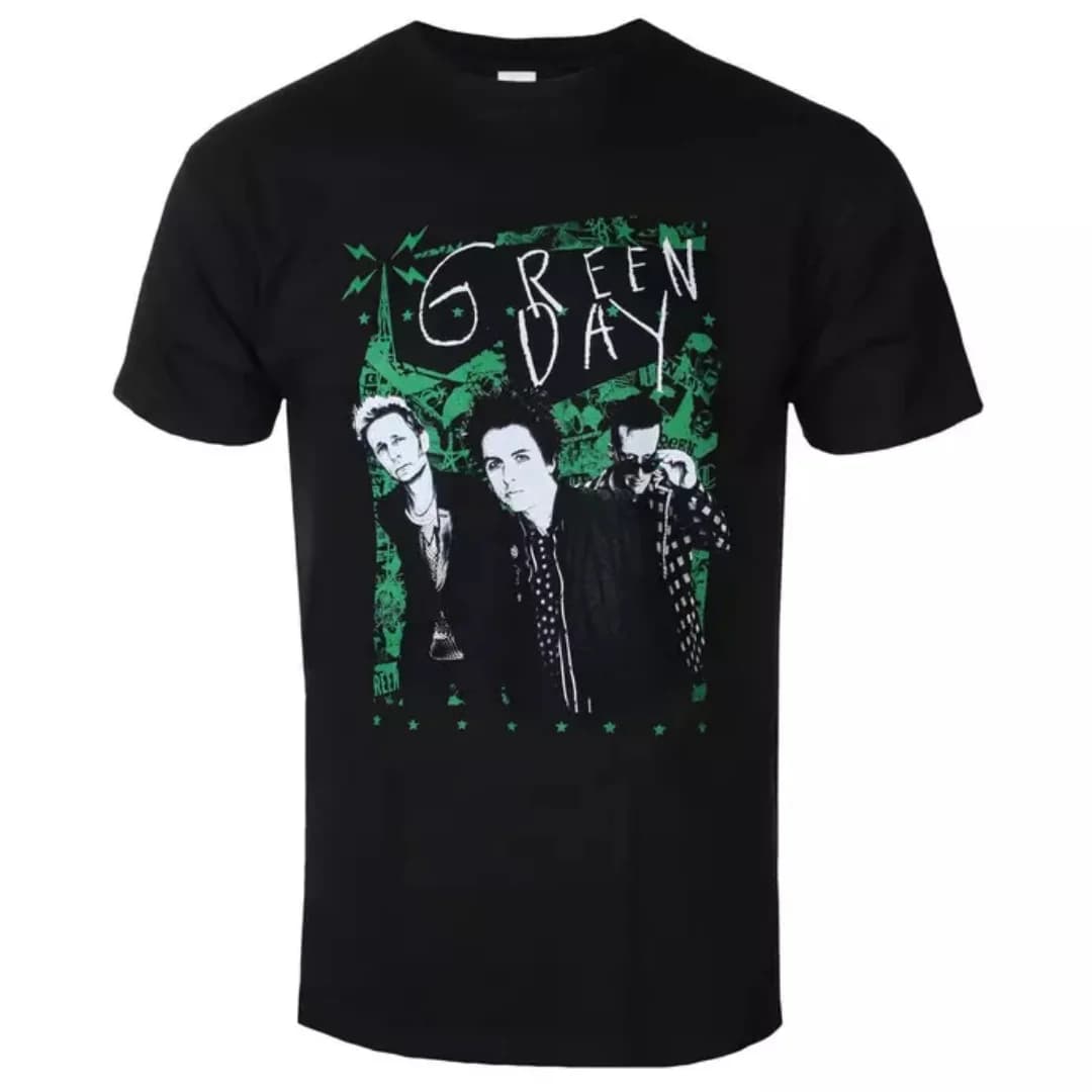 Green Day - T-shirt estiva con stampa Green Lean Pattern, T-shirt in cotone per uomo e donna, T-shirt casual da strada, classica, con stampa della band