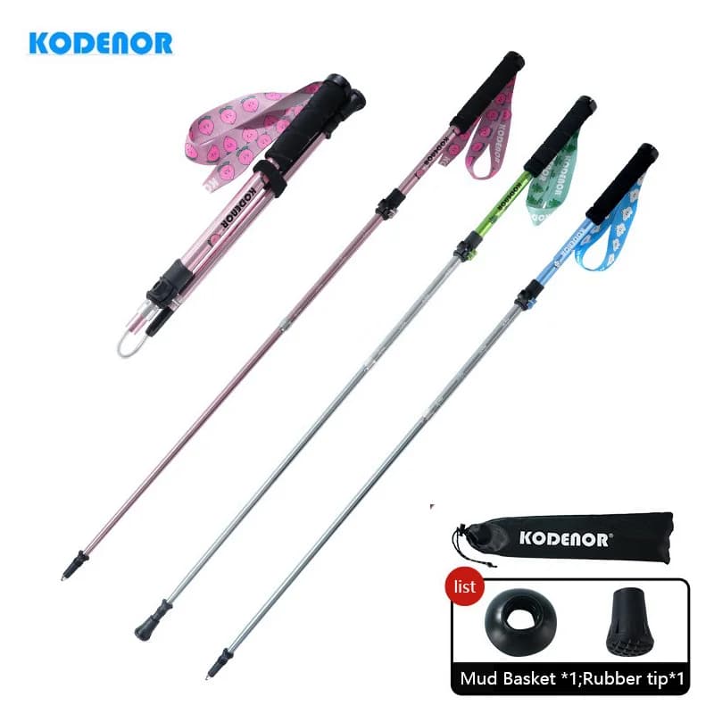 1pc Kids 4-Section Foldable Trekking Poles Lightweight Aluminum Alloy Hiking Walk Sticks for Children