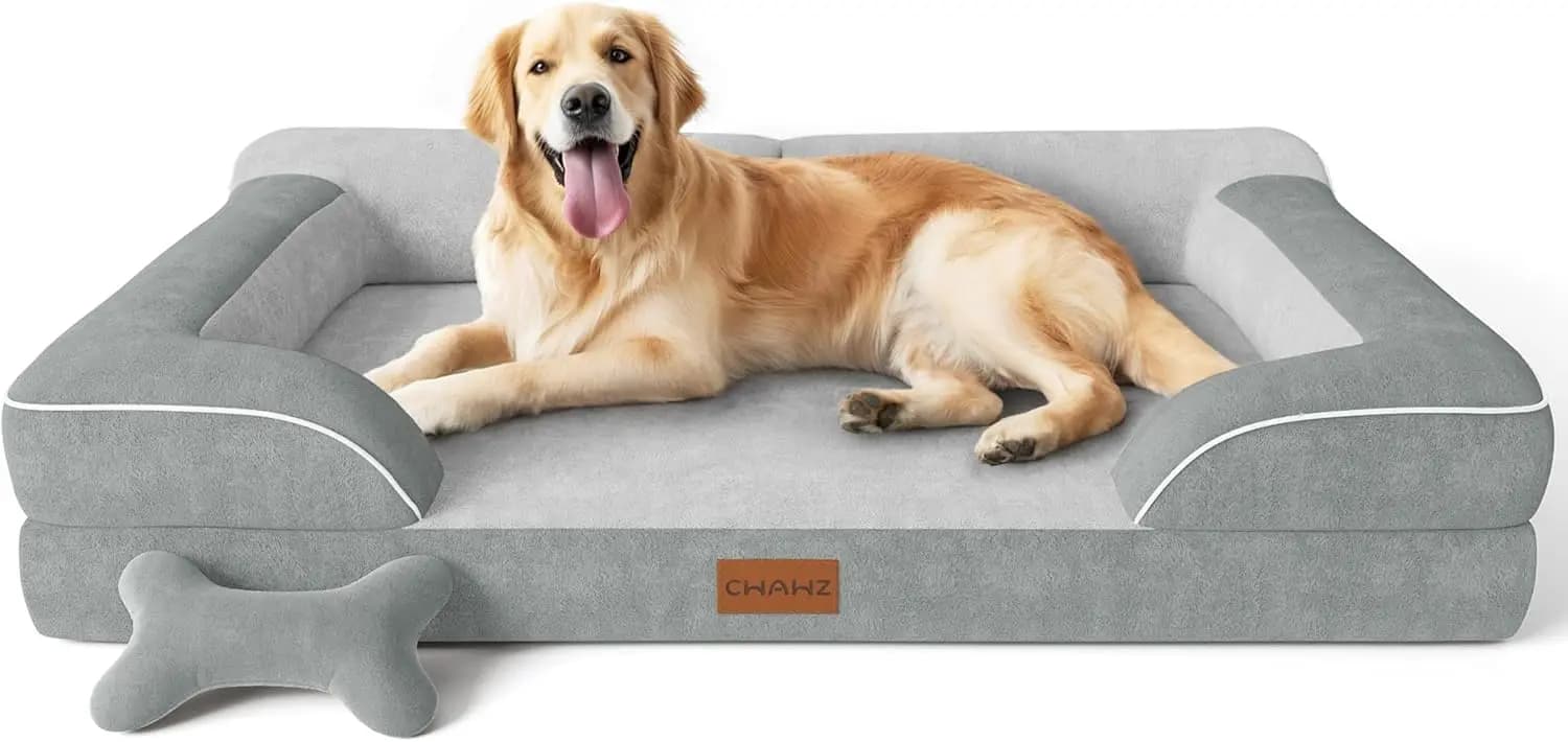 Letto Ortopedico Extra Large per Cani con Gel Rinfrescante e Memory Foam, Divano per Animali Domestici XL Impermeabile con Rivestimento Rimovibile e Lavabile, Grigio Chiaro