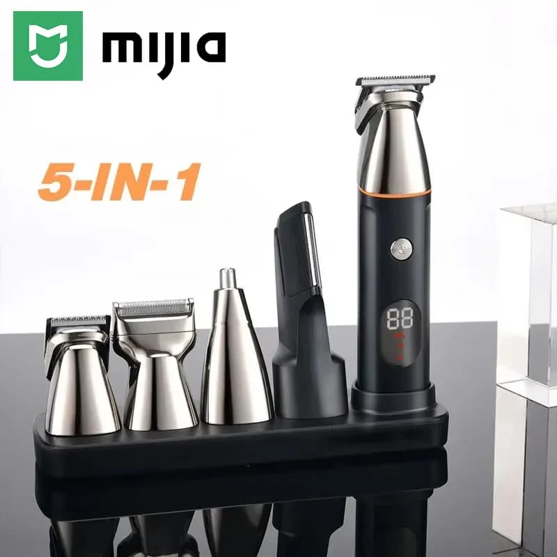 Tagliacapelli Mijia 5 in 1 con Display LCD, Tosatrice Professionale per Barbieri, Macchina per Taglio Capelli, Rasoio Elettrico da Uomo