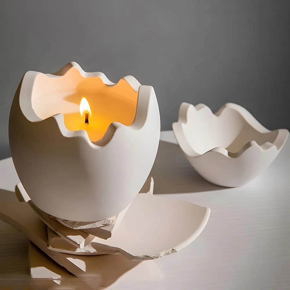 Egg Shape Candle Jar Mold Storage Box Silicone Mold with Lid Broken eggshell Candle Cup Gypsum Resin Mold Plaster Clay Mold