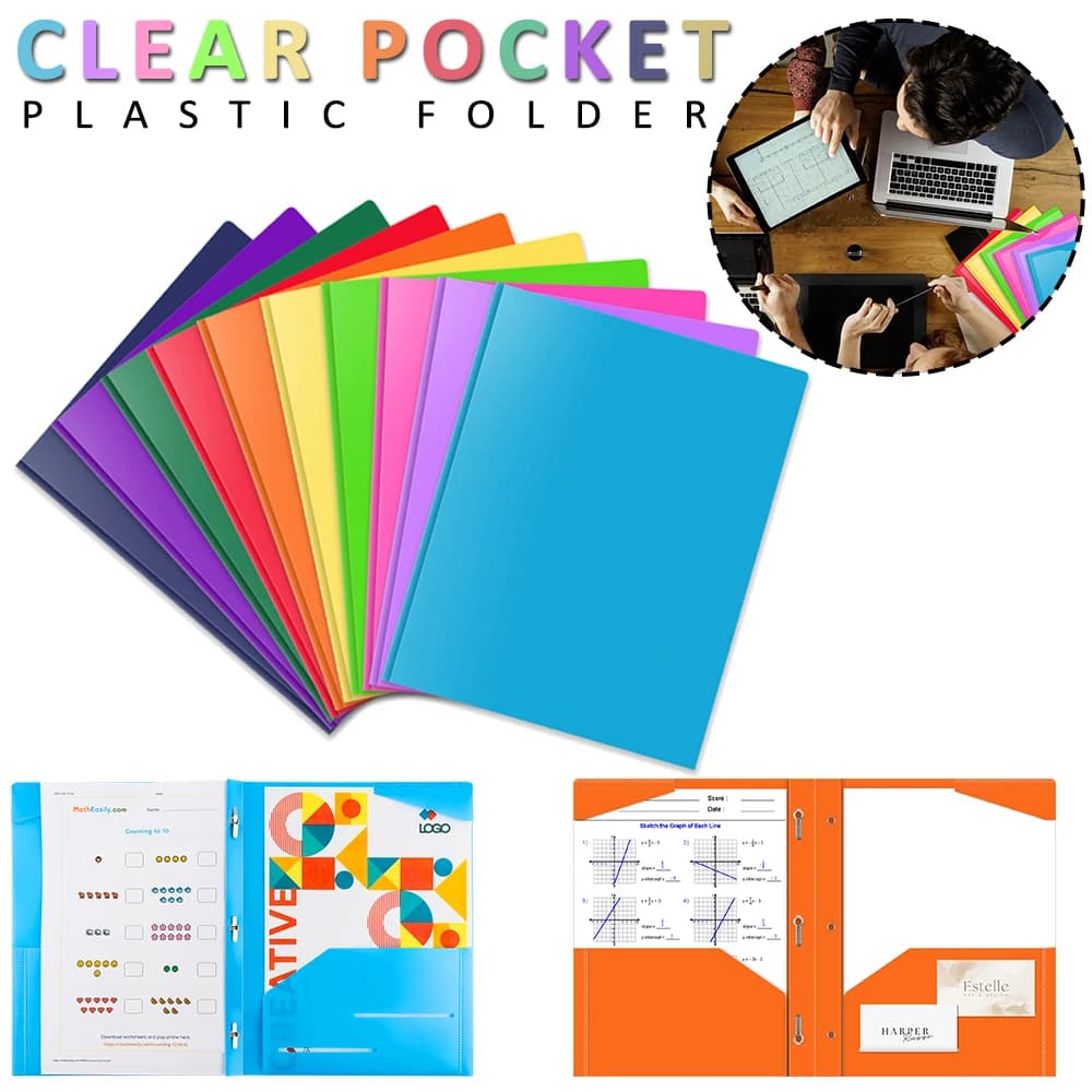Cartella tascabile in plastica resistente colorata da 6/10 pezzi con punte per carta formato lettera perfetta per organizzare documenti file documenti