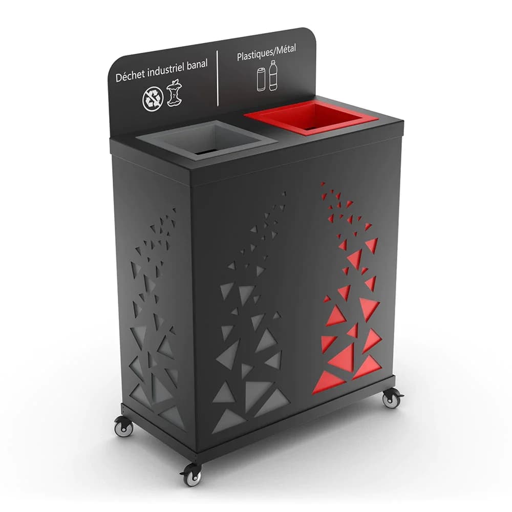 Doppio cassone ribaltabile Doppio riciclaggio Cestino dei rifiuti da ufficio da 60 litri Riciclaggio dei metalli Design moderno di grandi dimensioni 2 1 pattumiera per cassone ribaltabile grande