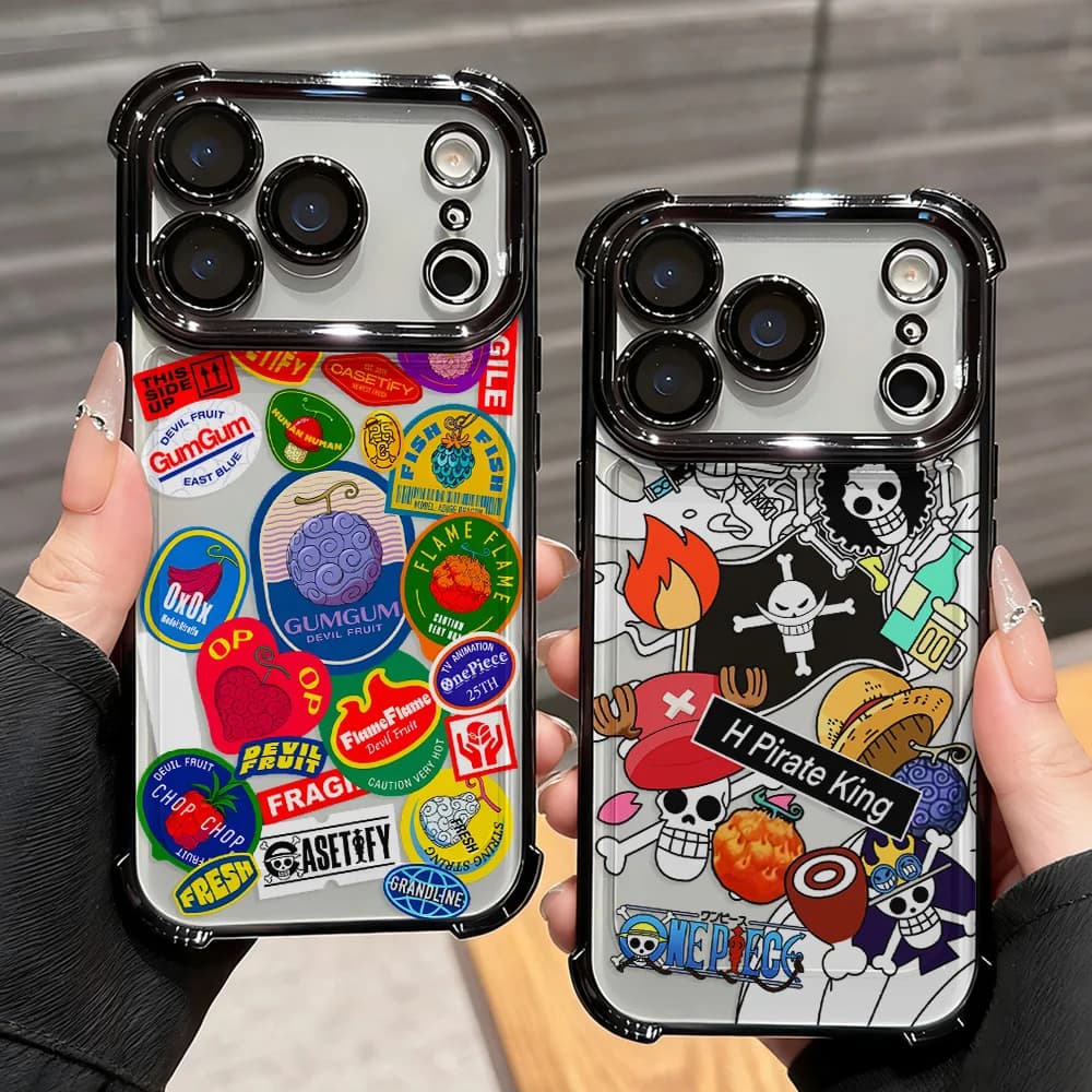 Black Anime One Pieces Hot Plating Phone Case For IPhone 17 17e 16e 16 15 14 13 12 11 Pro Max X XR XSMax 8 Mini Air Plus Airabag