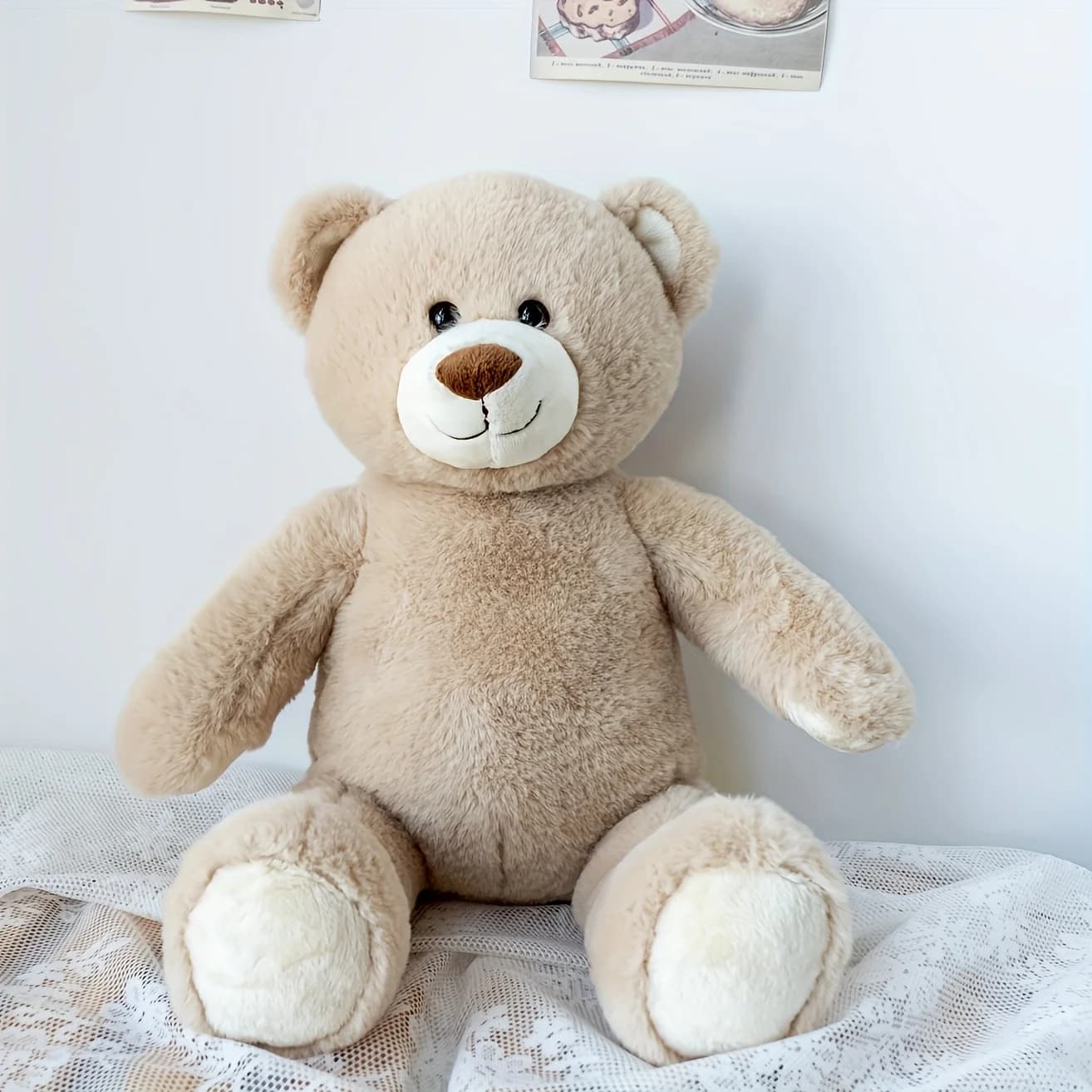 Peluche grande orso di peluche beige da 16 pollici - Orsetto di peluche morbido e soffice per cuscini, giocattoli di peluche, regali per ragazze e ragazzi
