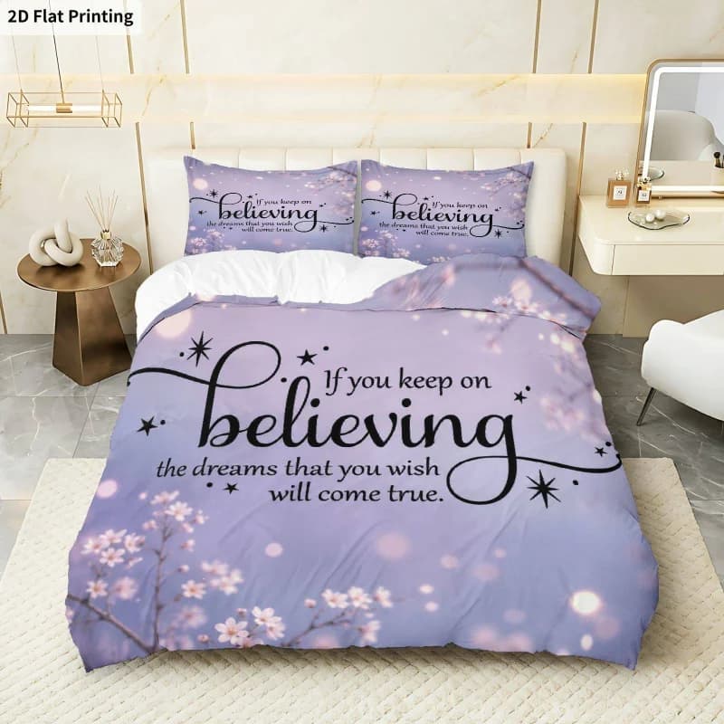 3PCS Duvet Cover, 1 Duvet Cover + 2 Pillowcases (Without Filler), Dreams Believing