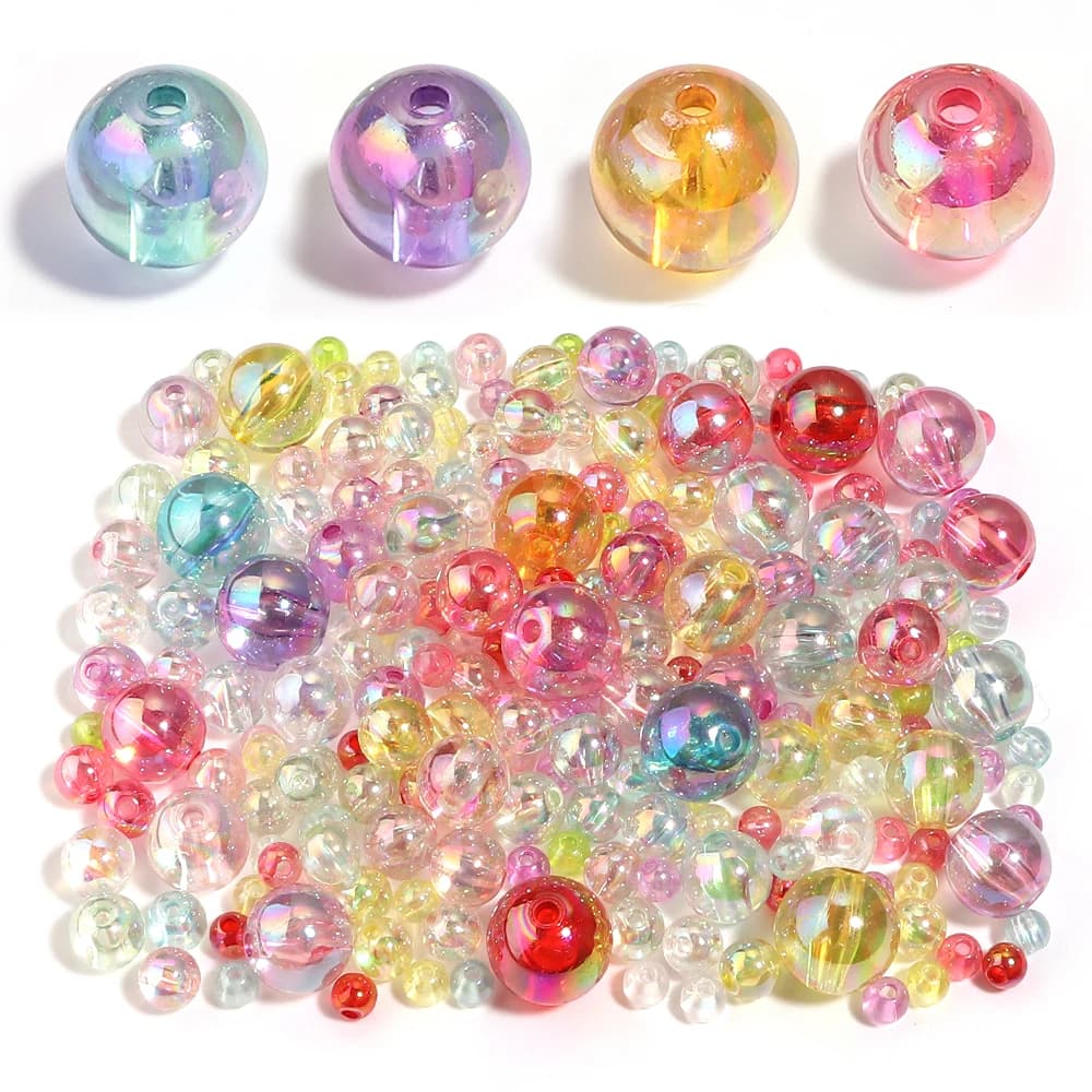 20-300pcs 6-16mm AB Color Acrylic Beads Clear Colorful Plastic Round Loose Spacer Bead For Jewelry Making DIY Bracelet Necklace