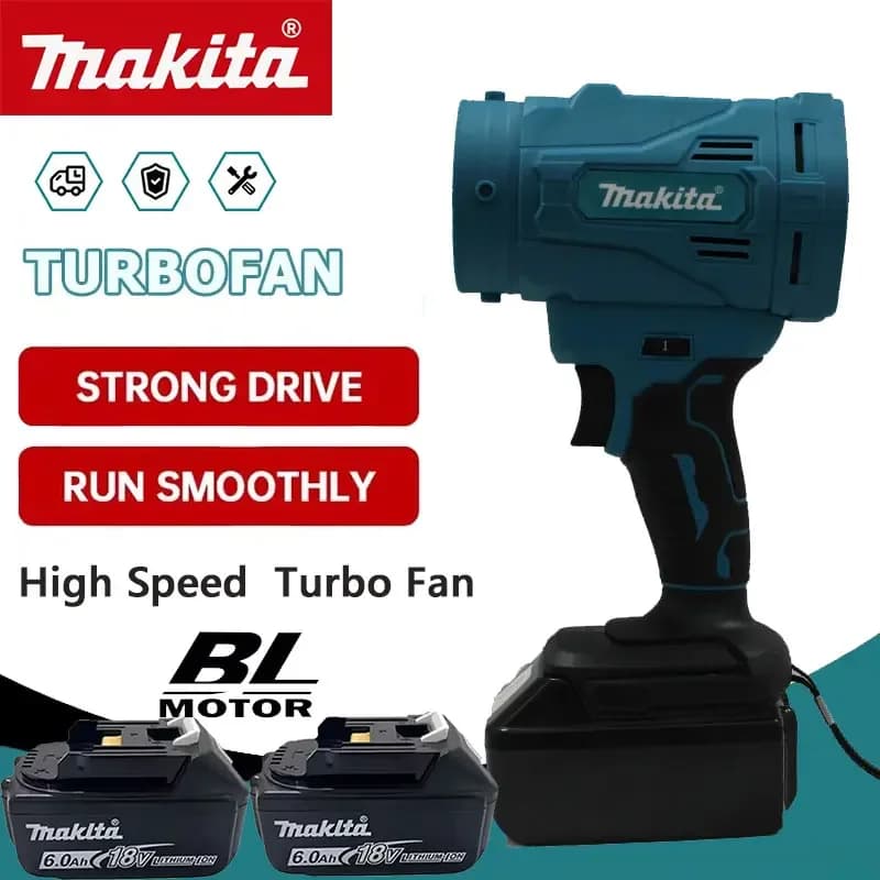 Ventilatore Portatile Makita Turbofan ad Alta Potenza, Ventilatore a Getto al Litio, Soffiatore Multifunzione per Auto, Aspirapolvere Elettrico