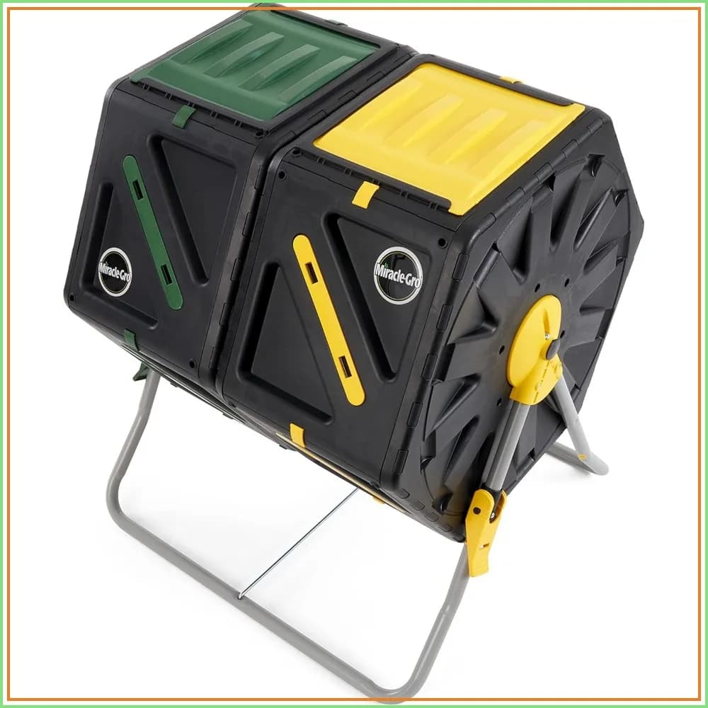 Dual Chamber Compost Tumbler – Easy-Turn, Heavy-Duty Outdoor Bin Composter with 2 Sliding Doors (2x18.5 Gal/70L)