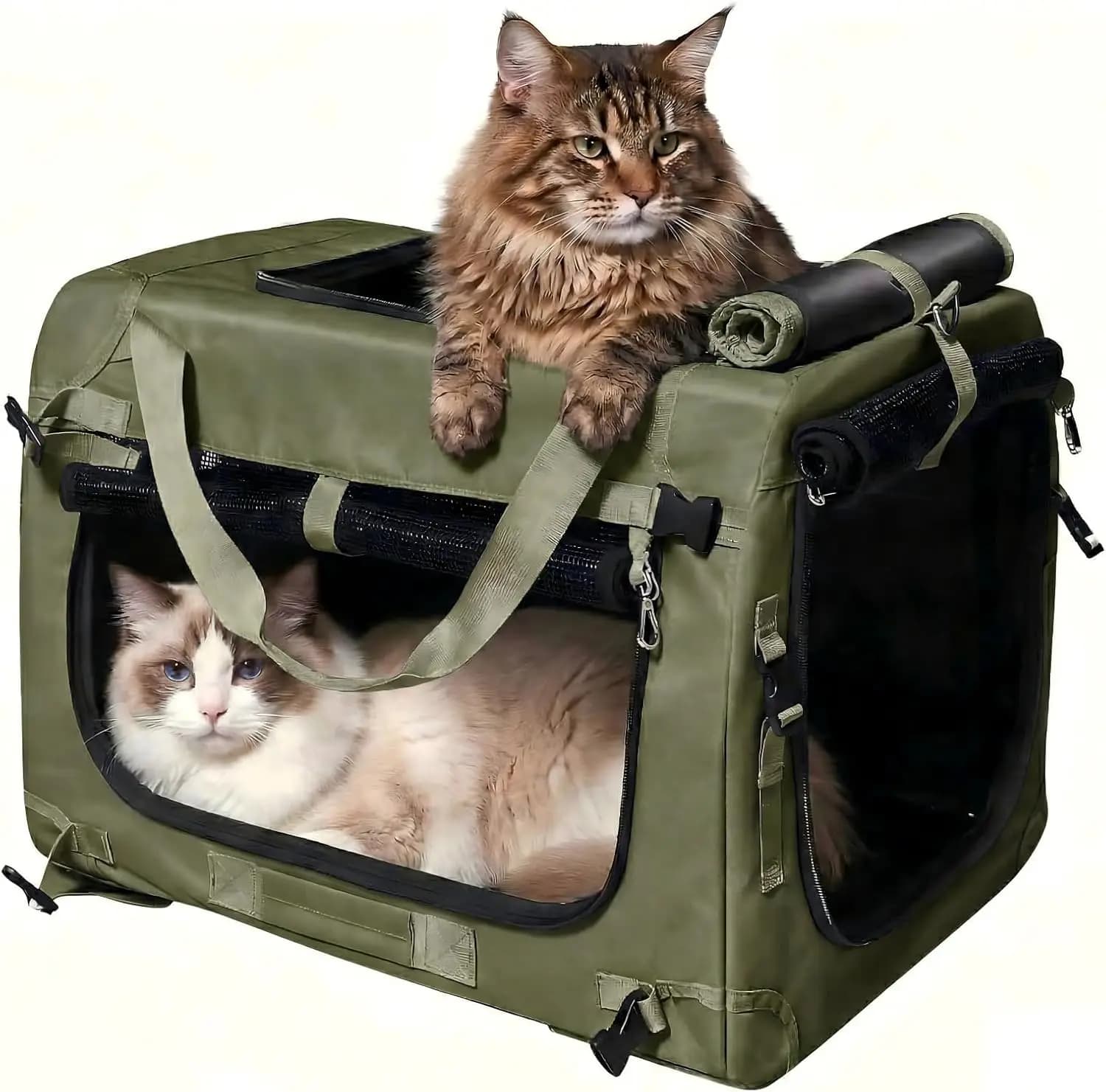 Trasportino Extra Large per Gatti Grandi o 2 Gatti Piccoli - Trasportino Morbido per Animali Domestici per Viaggi in Auto, Caricamento dall'Alto, 4 Aperture, Anti-Schiacciamento