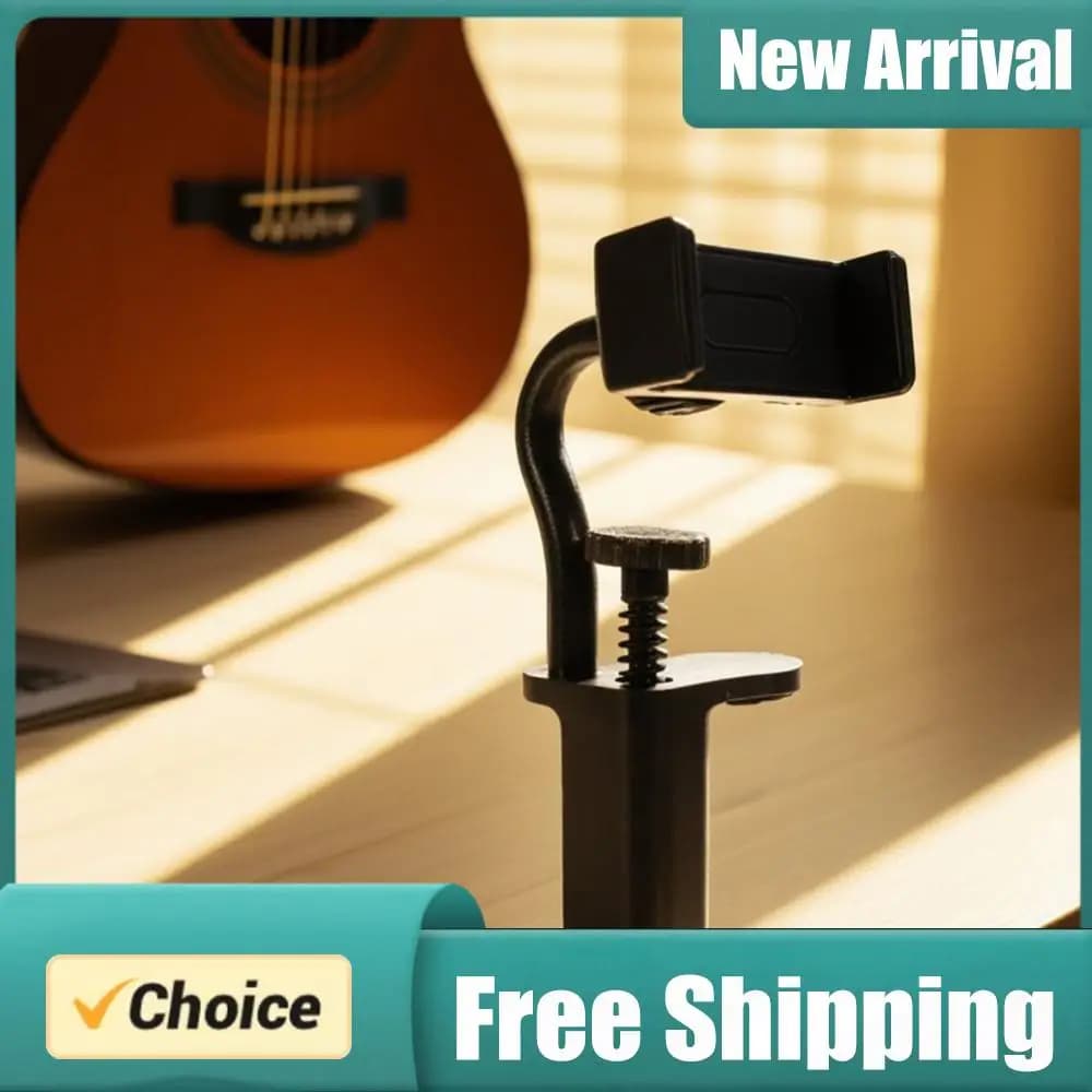 Supporto Regolabile per Telefono, Supporto per Chitarra Hands-Free, Morsetto Multiuso per Chitarra e Fotocamera per Registrazione, Videochiamate e Streaming