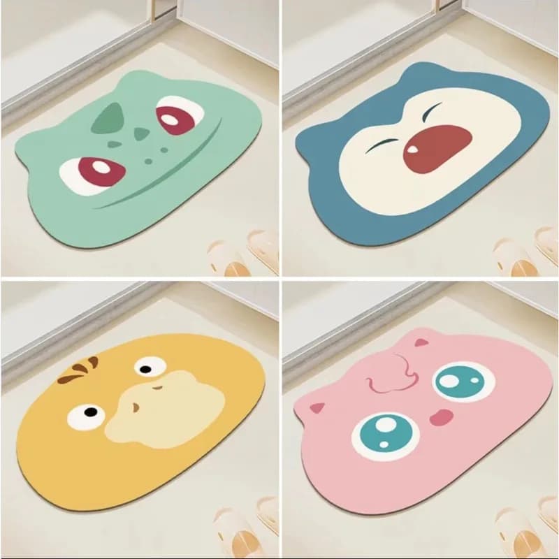 VIKAMA Tappetino Antiscivolo e Assorbente in Fango di Diatomee a Cartone Animato Alien per Camera da Letto, Bagno e Ingresso, Tappeto ad Asciugatura Rapida