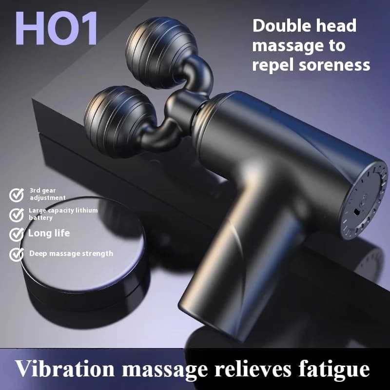 Double Head Electric Sports Massage Gun Deep Textile Percussion Muscle Cervical Vertebra Massage Vibration Relaxing Stripper