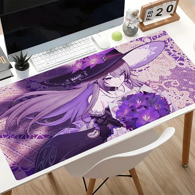 Big MousePad Gamer Extended Mouse Pad with Lock Edge Purple Anime Desk Mat Gaming Accessories H-honkai Star Rail Herta Mousepad